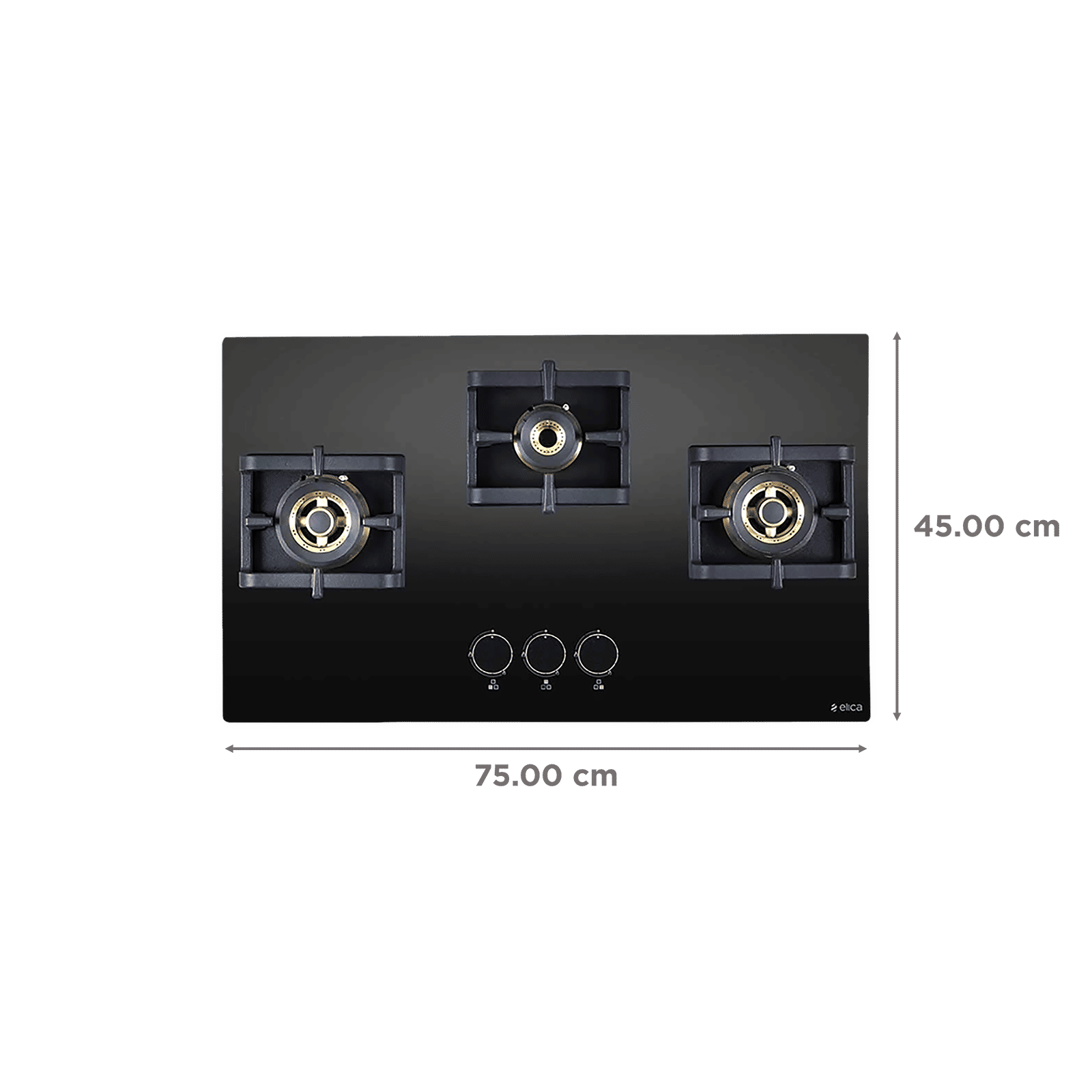 Elica Flexi Pro FB 3B 75 MT DX Glass Top 3 Burner Automatic Electric Hob (Round Metallic Knob, Black)_2