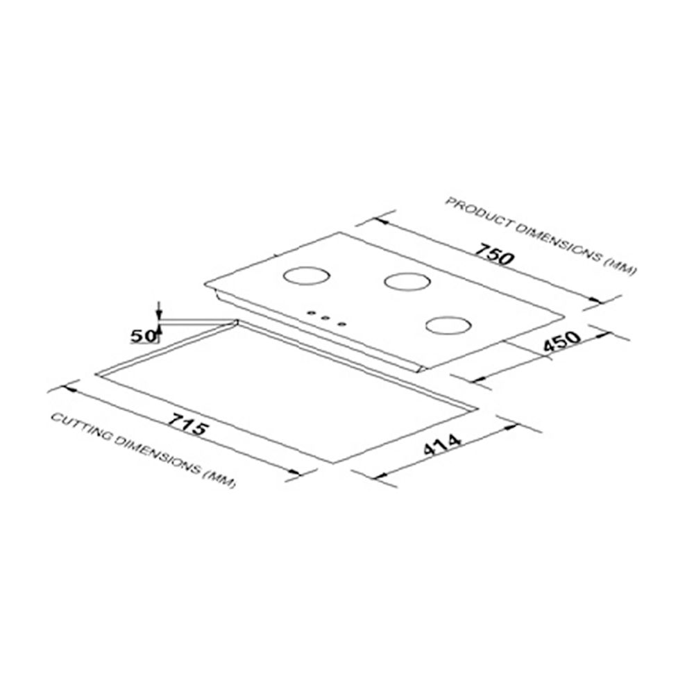 Elica Flexi Pro FB 3B 75 MT DX Glass Top 3 Burner Automatic Electric Hob (Round Metallic Knob, Black)_7