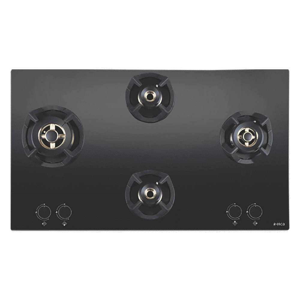 Elica CLASSIC FLEXI FB MFC 4B 70 MT Glass Top 4 Burner Automatic Electric Hob (Round Metallic Knob, Black)_1