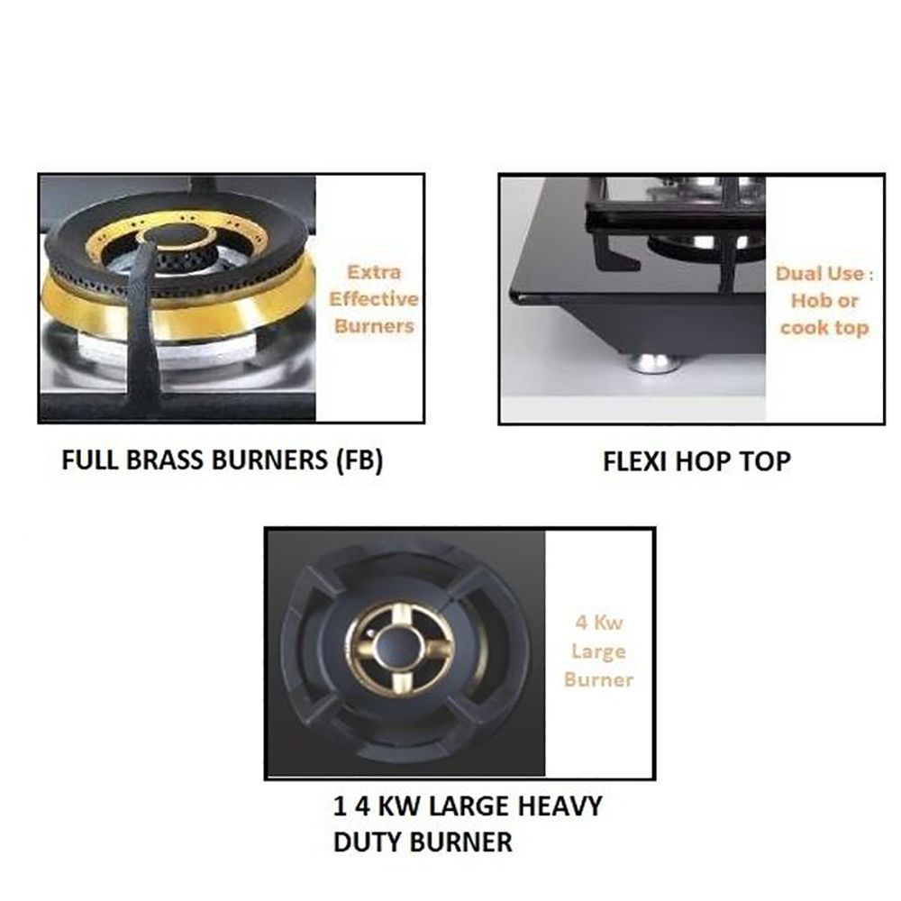 Elica CLASSIC FLEXI FB MFC 4B 75 MT Glass Top 4 Burner Automatic Electric Hob (Round Metallic Knob, Black)_5