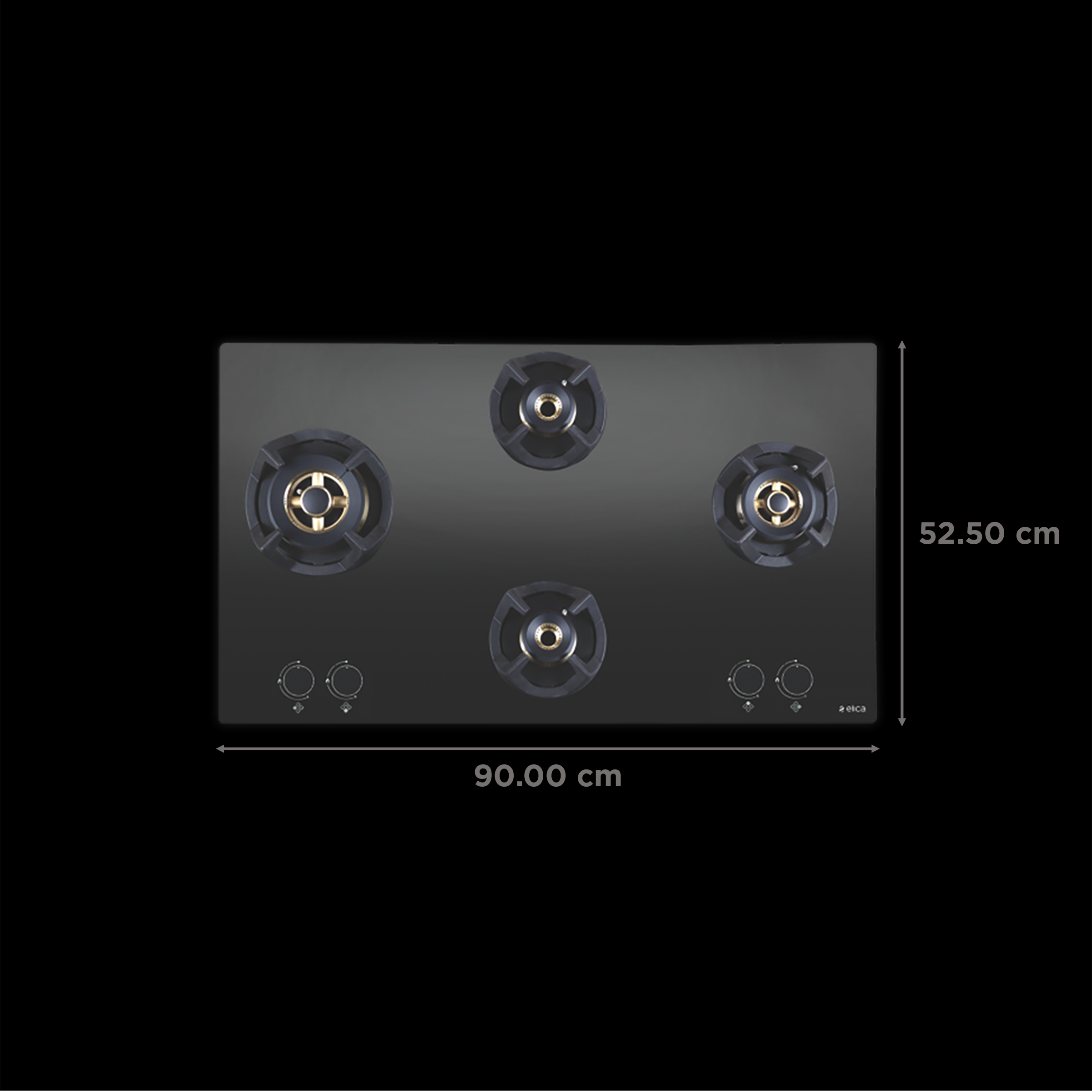 Elica CLASSIC FLEXI FB MFC 4B 91 MT Glass Top 4 Burner Automatic Electric Hob (Round Metallic Knob, Black)_2
