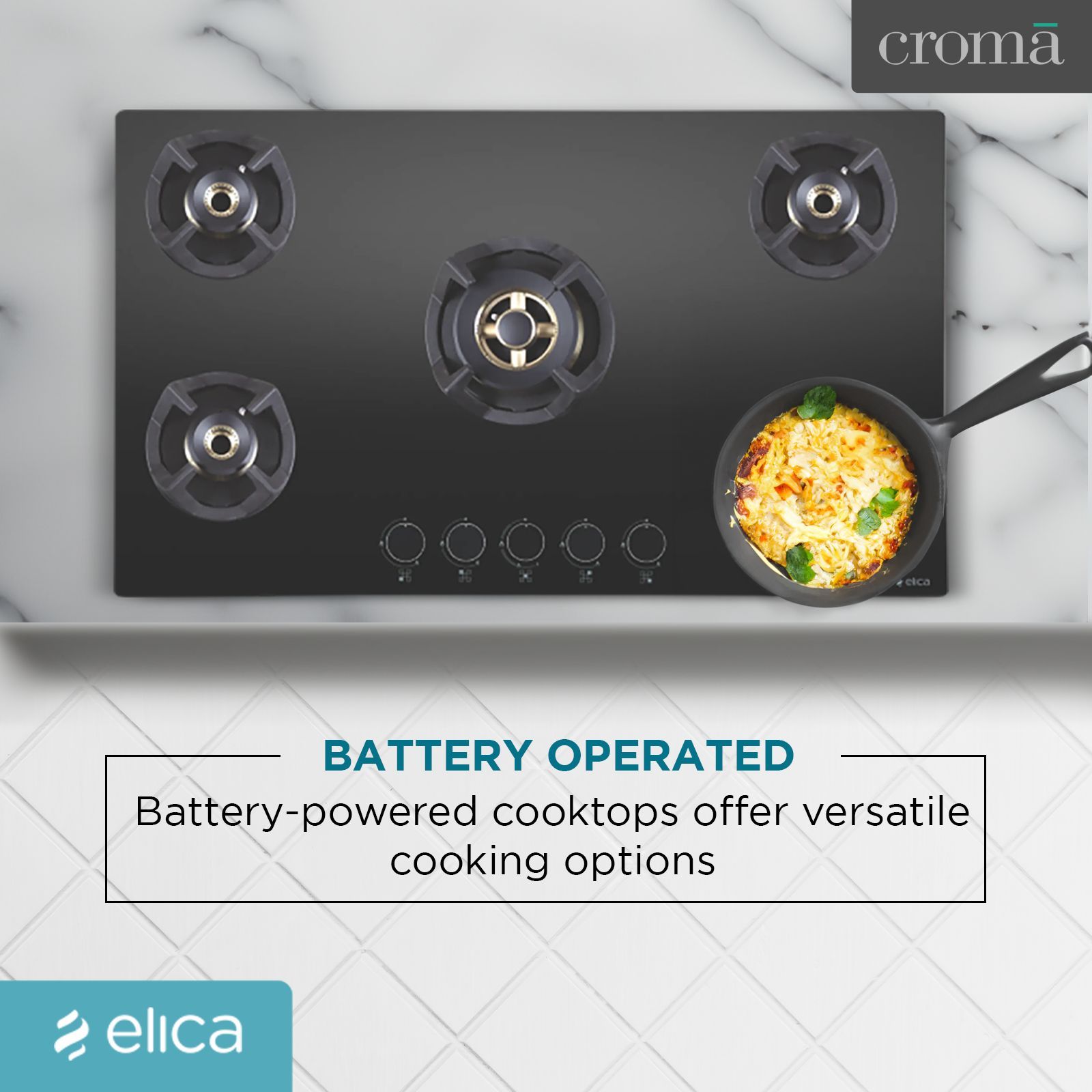 Elica CLASSIC FLEXI FB MFC 5B 90 MT Toughened Glass Top 5 Burner Automatic Electric Hob (Round Metallic Knob, Black) Elica CLASSIC FLEXI FB MFC 5B 90 MT Toughened Glass Top 5 Burner Automatic Electric Hob (Round Metallic Knob, Black)_7