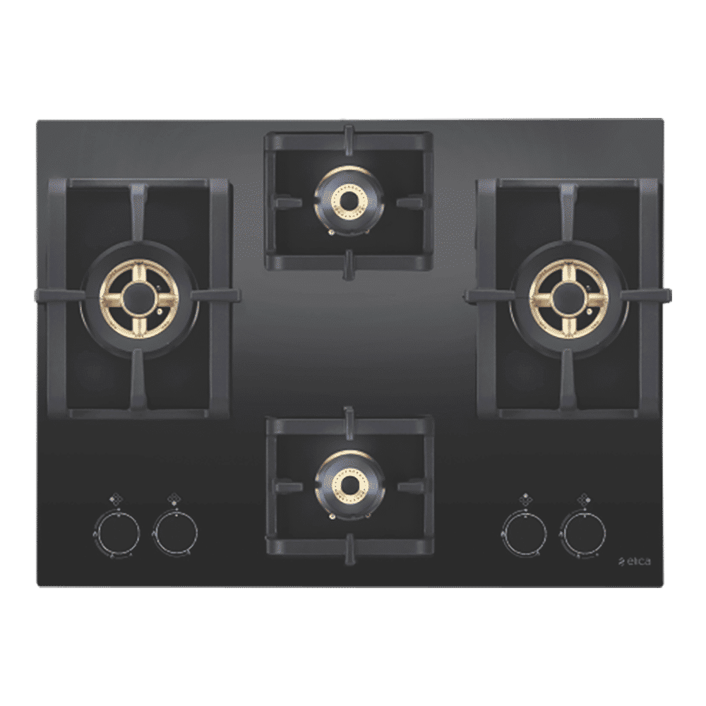 Elica PRO FB MFC 4B 70 DX FFD Glass Top 4 Burner Automatic Electric Hob (Round Metallic Knob, Black)_1