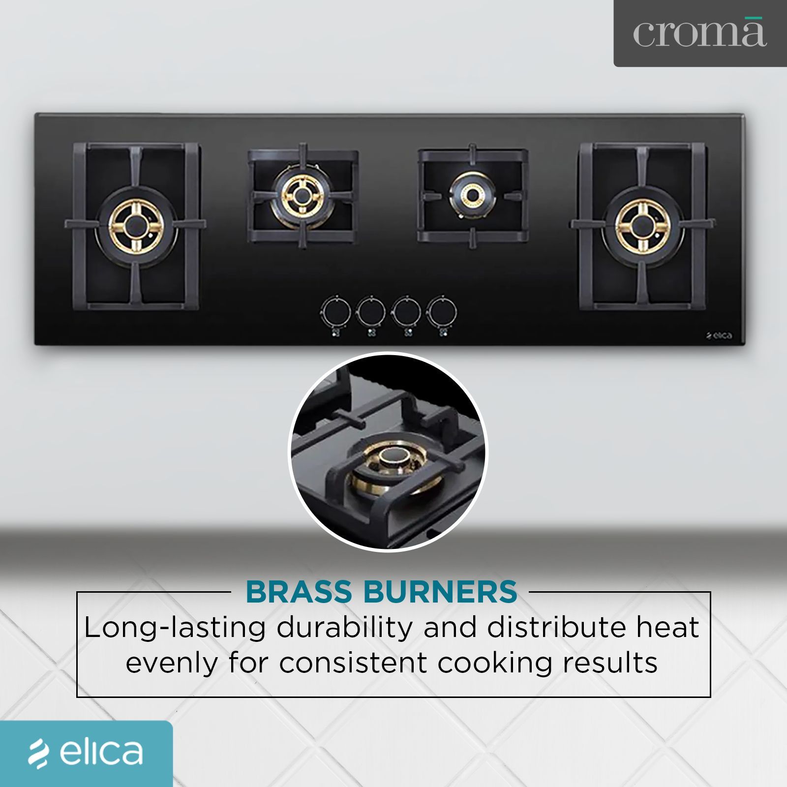 Elica PRO FB MFC 4B 120 DX FFD Glass Top 4 Burner Automatic Electric Hob (Round Metallic Knob, Black)_8