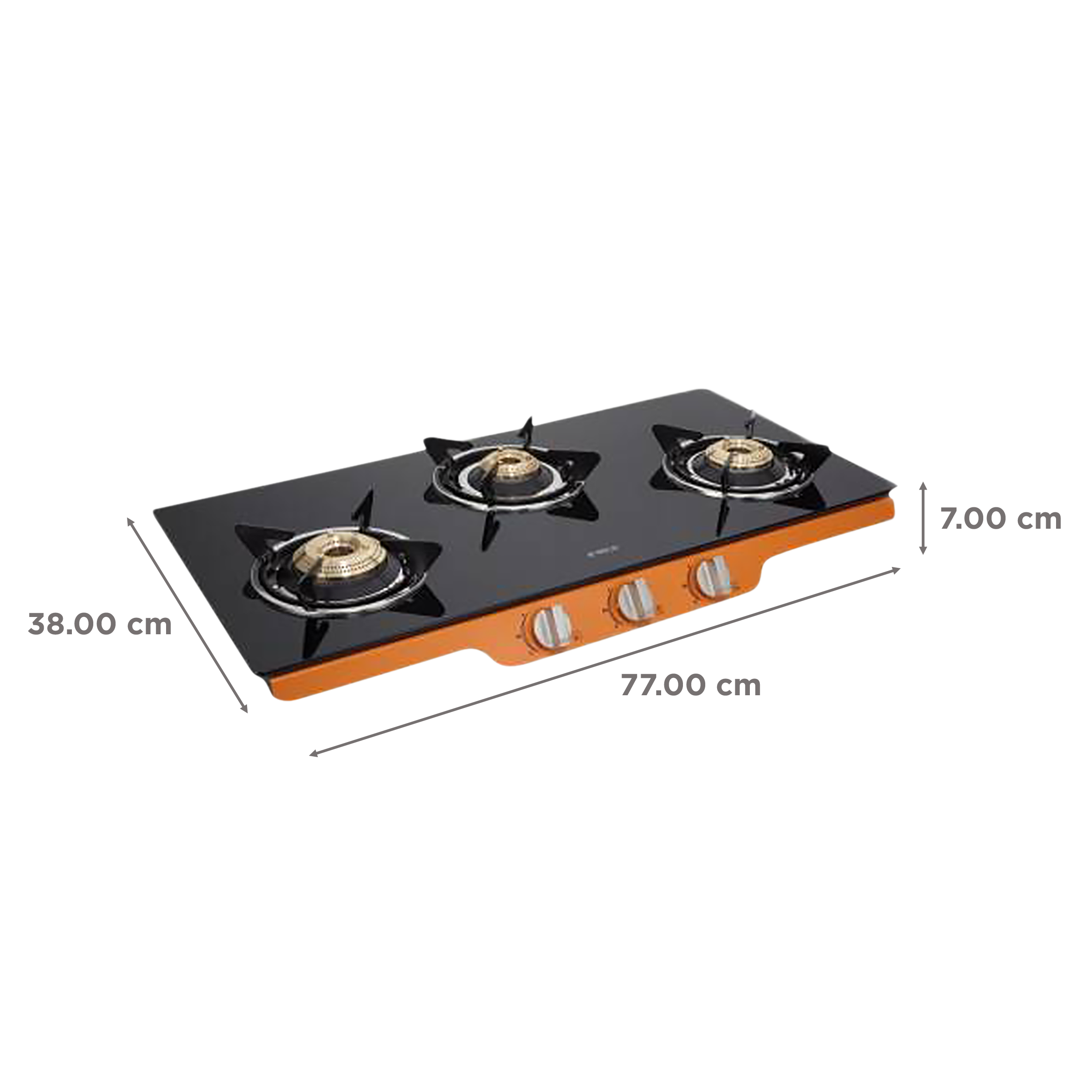 Elica Patio ICT DT 773 ORG AI S Toughened Glass Top 3 Burner Manual Gas Stove (Double Drip Tray, Black/Orange) Elica Patio ICT DT 773 ORG AI S Toughened Glass Top 3 Burner Manual Gas Stove (Double Drip Tray, Black/Orange)_2