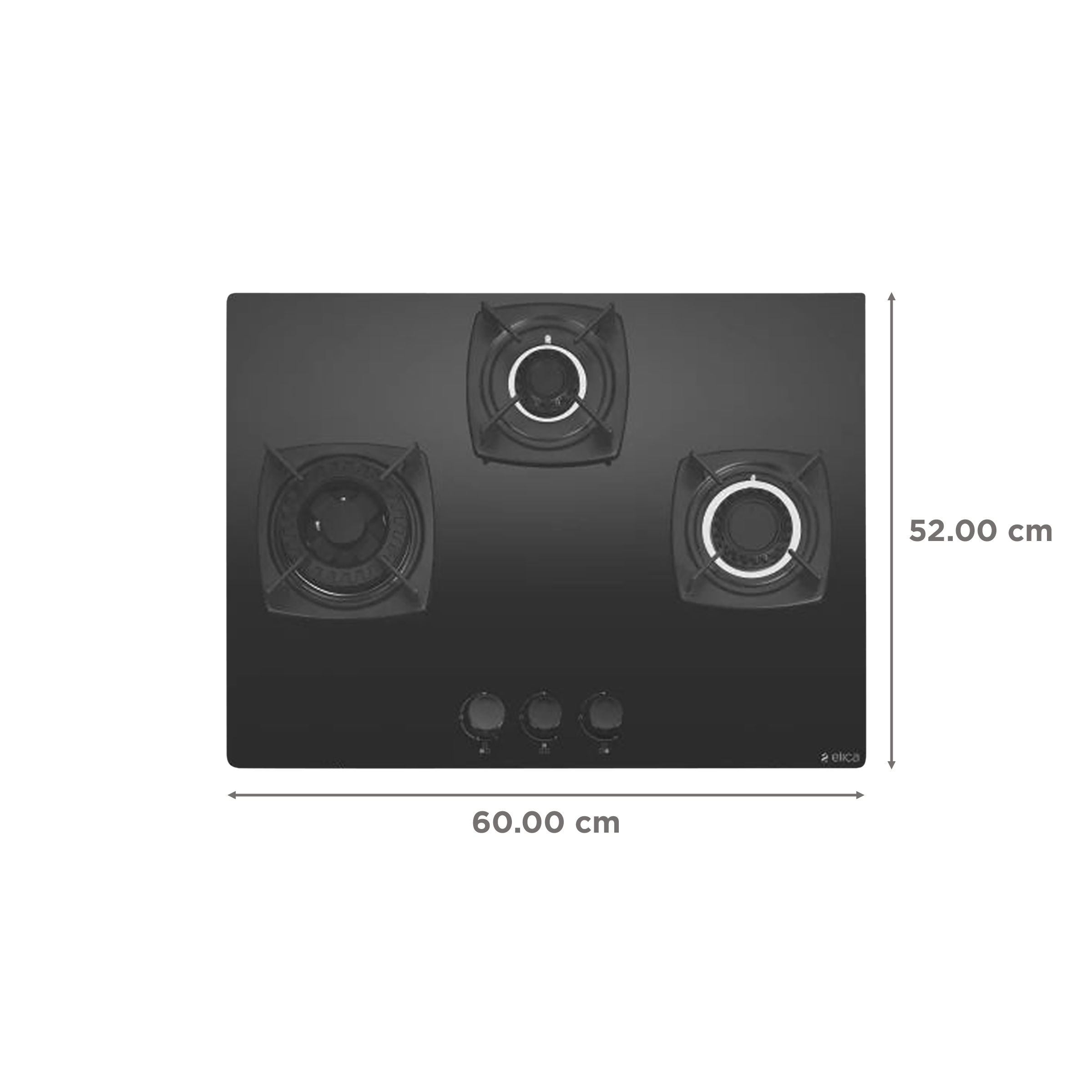 Elica DT MFC 3B 60 SWIRL Glass Top 3 Burner Automatic Hob (Cast Iron Grid, Black)_2