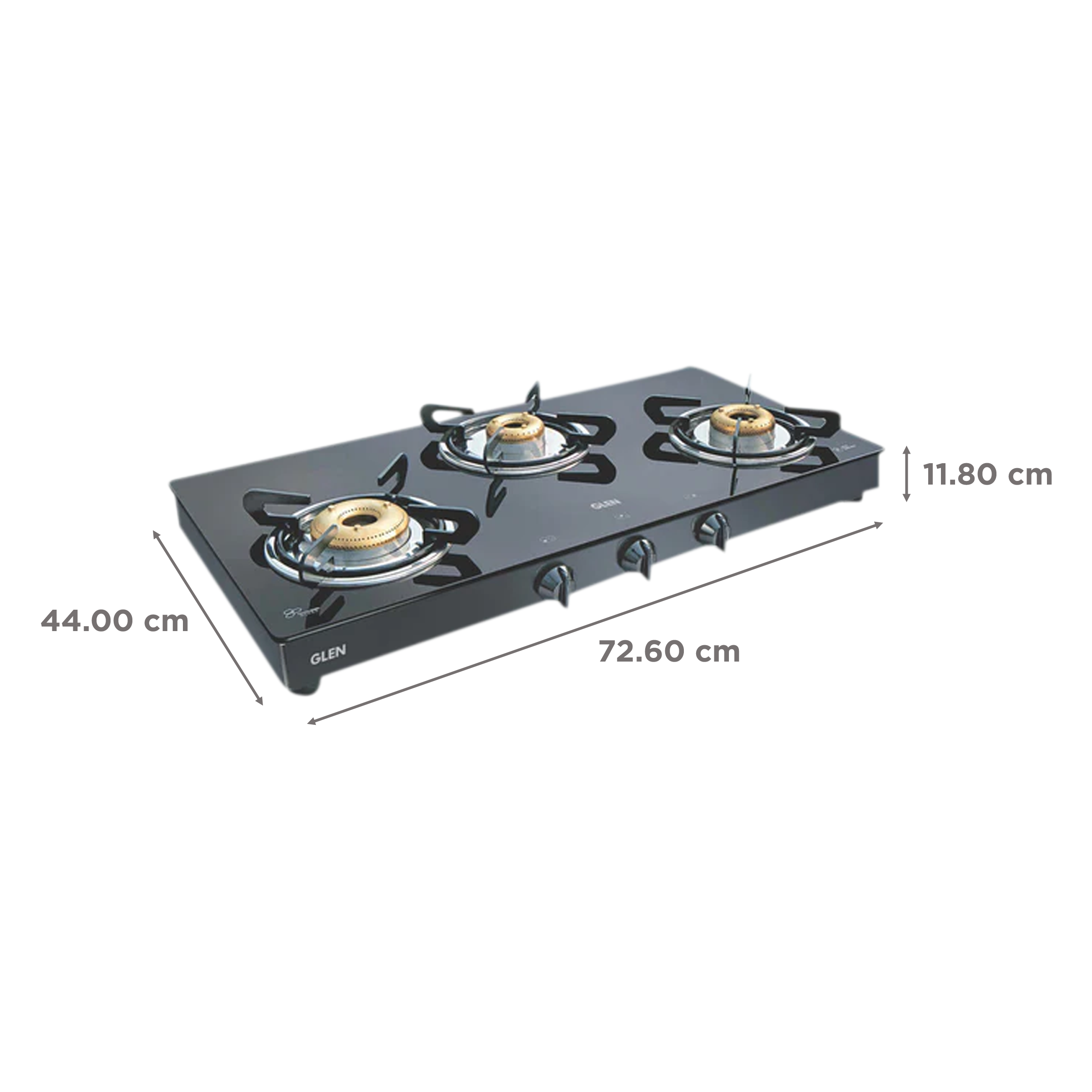 Glen 1033 GT XL FB BL DD Toughened Glass Top 3 Burner Manual Gas Stove (Scratch & Stain Resistant, Black)_2