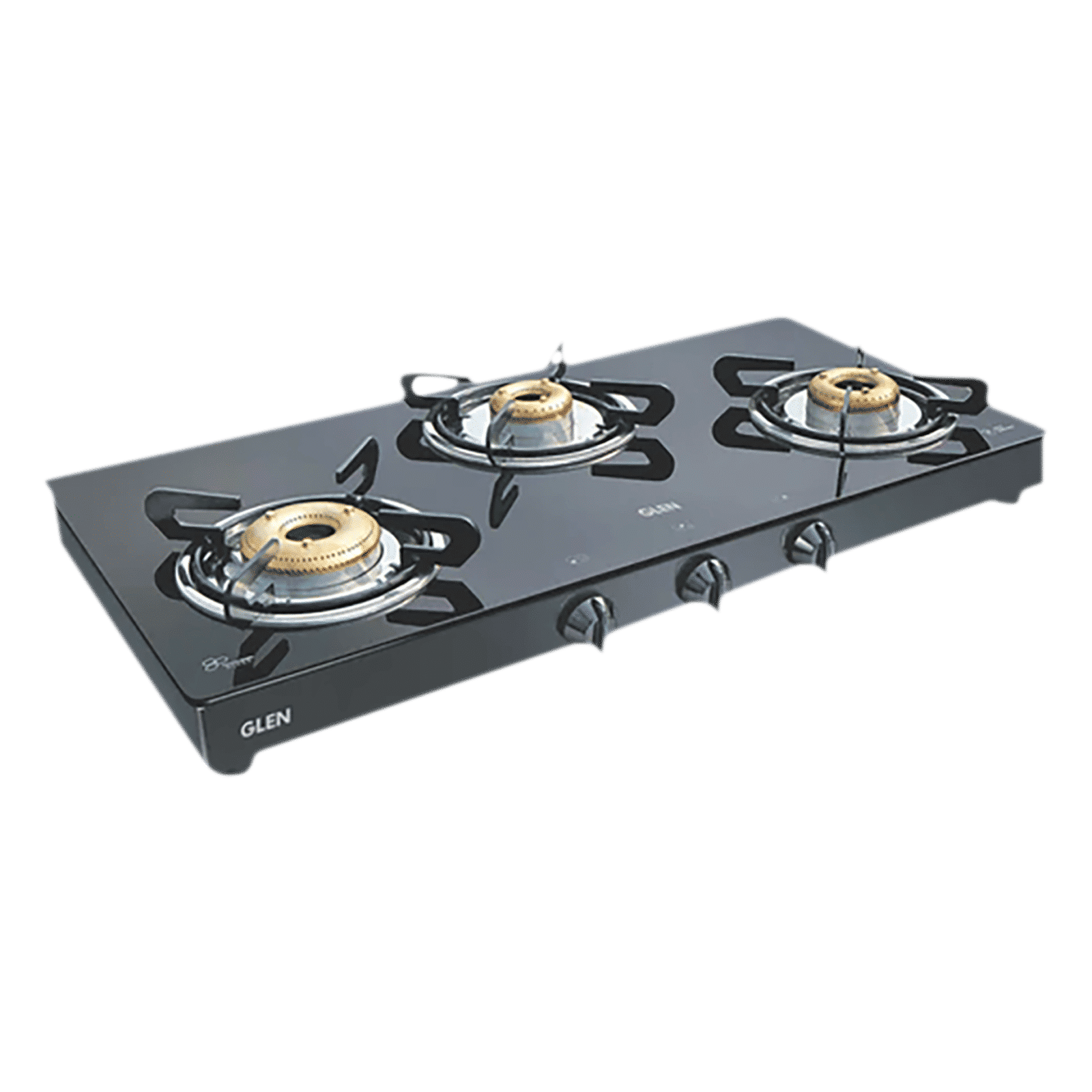 Glen 1033 GT XL FB BL DD AI Toughened Glass Top 3 Burner Automatic Gas Stove (Scratch & Stain Resistant, Black)_1