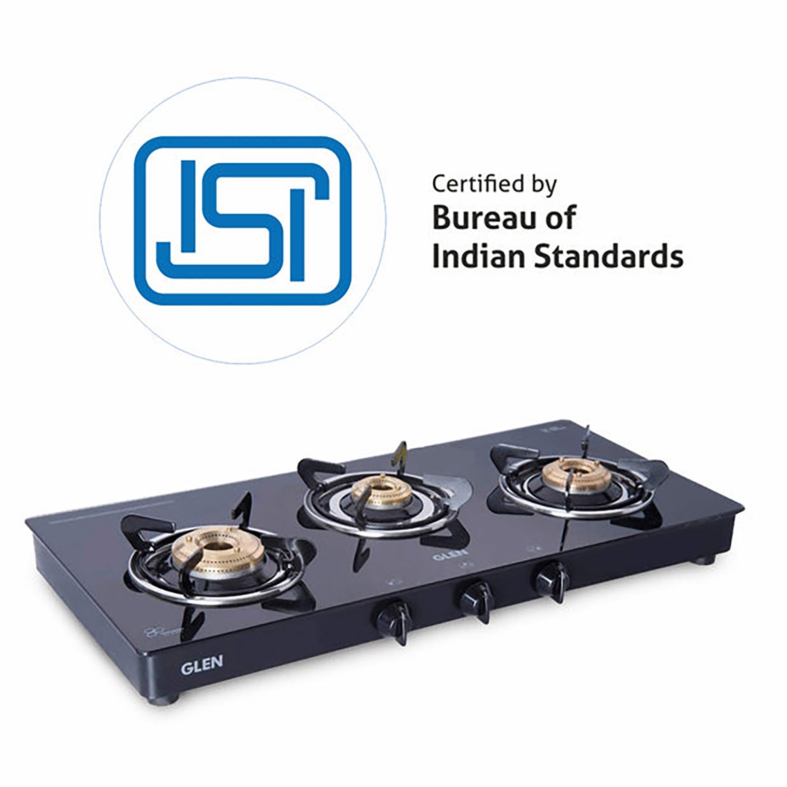 Glen 1033 GT XL FB BL DD AI Toughened Glass Top 3 Burner Automatic Gas Stove (Scratch & Stain Resistant, Black)_8
