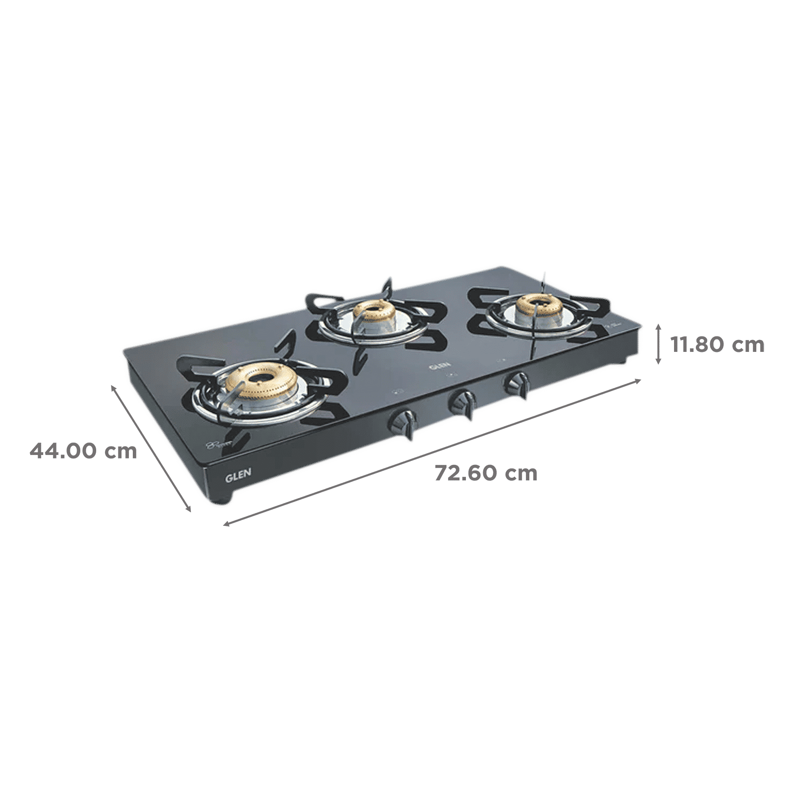 Glen 1033 GT XL FB BL DD AI Toughened Glass Top 3 Burner Automatic Gas Stove (Scratch & Stain Resistant, Black)_2