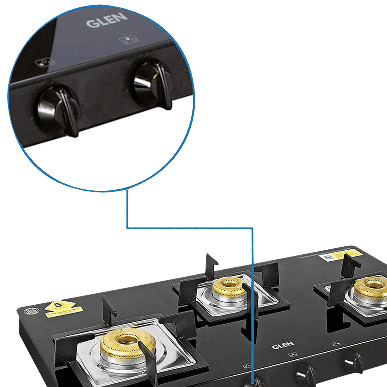 Glen 1038 SQ BL FB AI Toughened Glass Top 3 Burner Automatic Gas Stove (Scratch & Stain Resistant, Black) Glen 1038 SQ BL FB AI Toughened Glass Top 3 Burner Automatic Gas Stove (Scratch & Stain Resistant, Black)_10