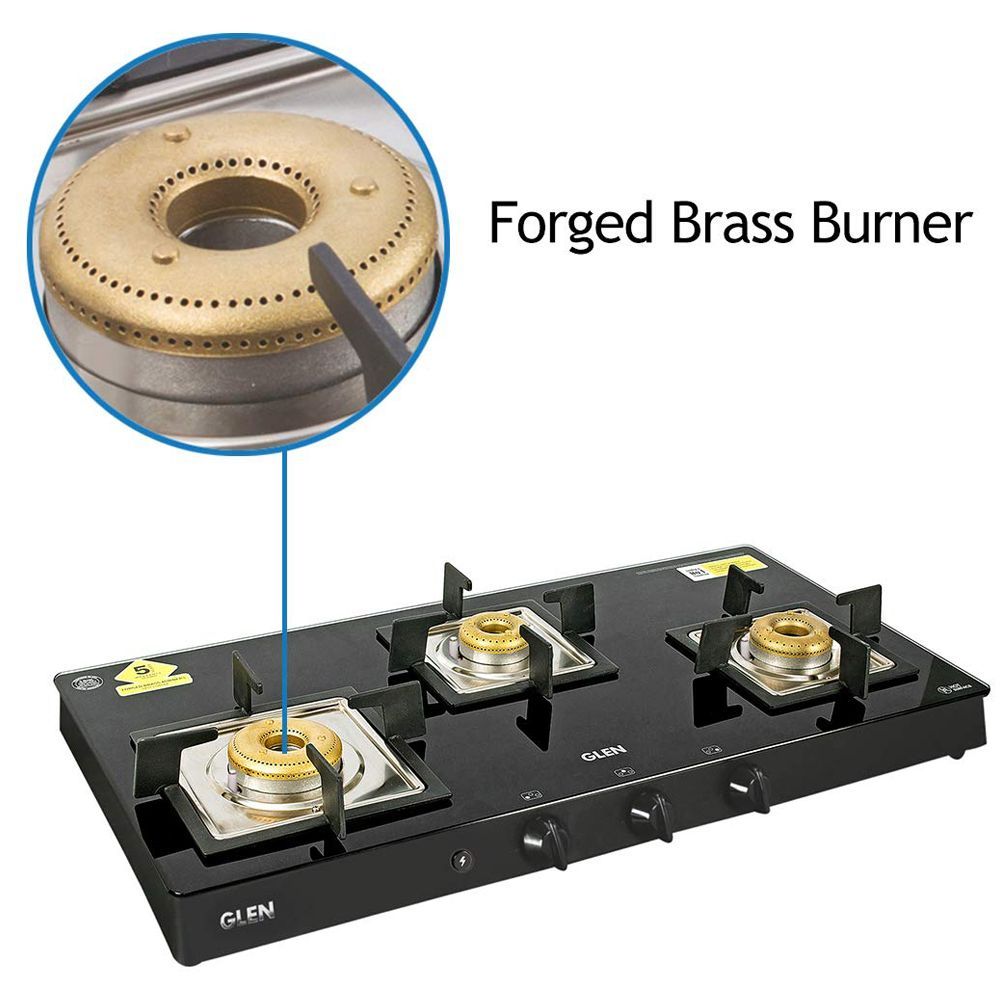 Glen 1038 SQ BL FB AI Toughened Glass Top 3 Burner Automatic Gas Stove (Scratch & Stain Resistant, Black) Glen 1038 SQ BL FB AI Toughened Glass Top 3 Burner Automatic Gas Stove (Scratch & Stain Resistant, Black)_11