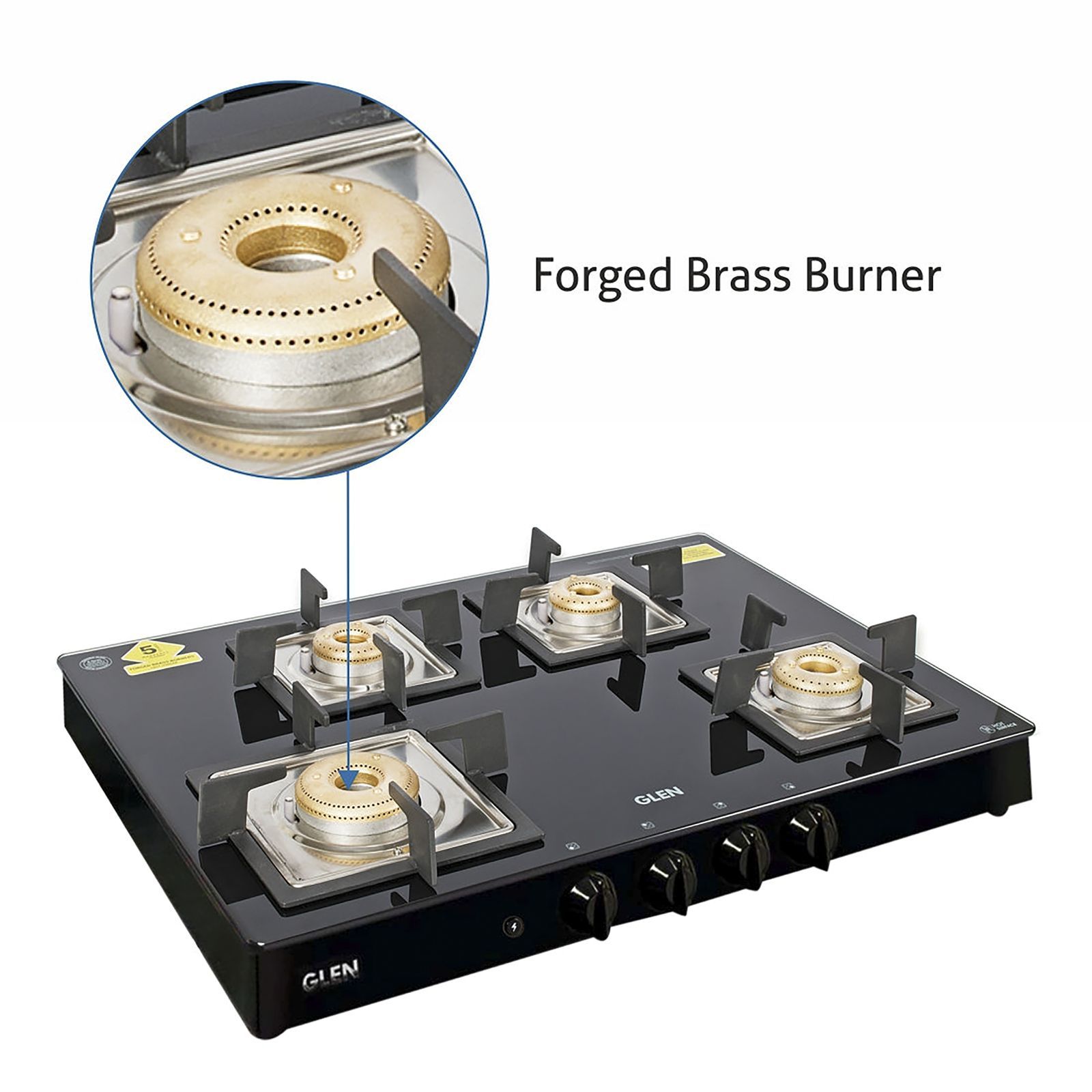 Glen 1048 GT SQ BL FB AI Toughened Glass Top 4 Burner Automatic Gas Stove (Scratch & Stain Resistant, Black)_10