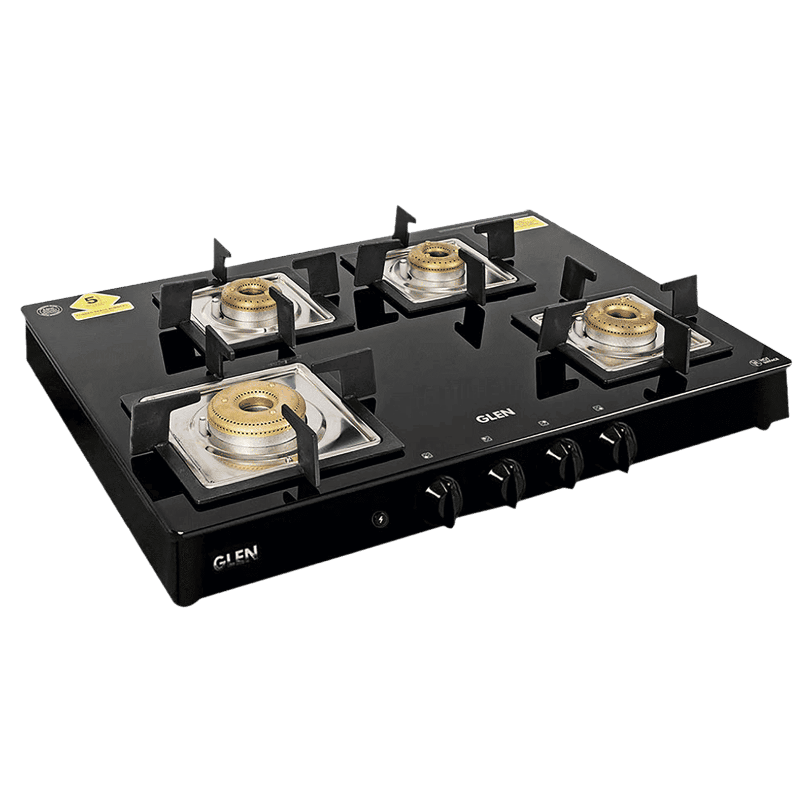 Glen 1048 GT SQ BL FB AI Toughened Glass Top 4 Burner Automatic Gas Stove (Scratch & Stain Resistant, Black)_12
