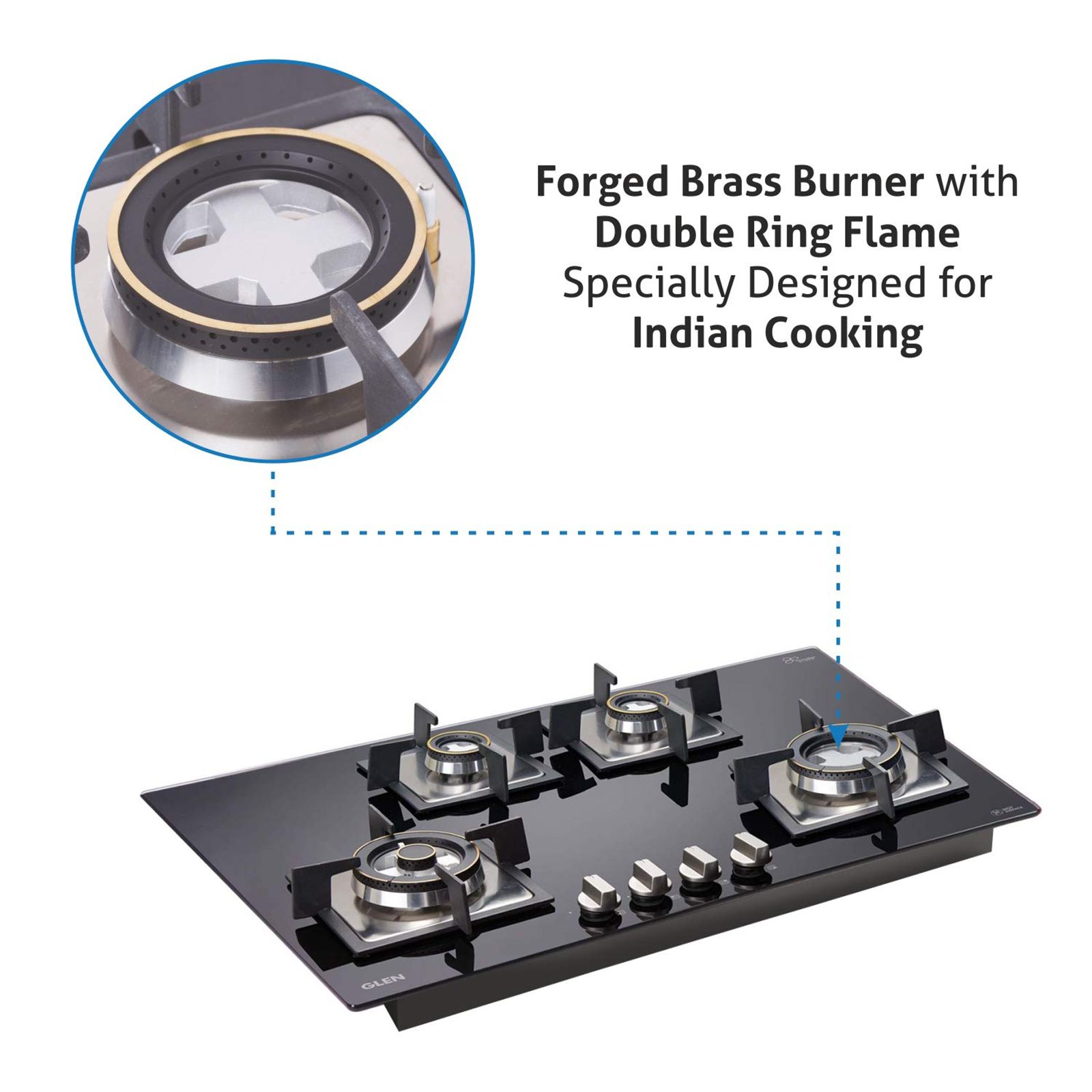 Glen 1074 SQ HT DB Toughened Glass Top 4 Burner Automatic Electric Hob (Battery Operated, Black) Glen 1074 SQ HT DB Toughened Glass Top 4 Burner Automatic Electric Hob (Battery Operated, Black)_12