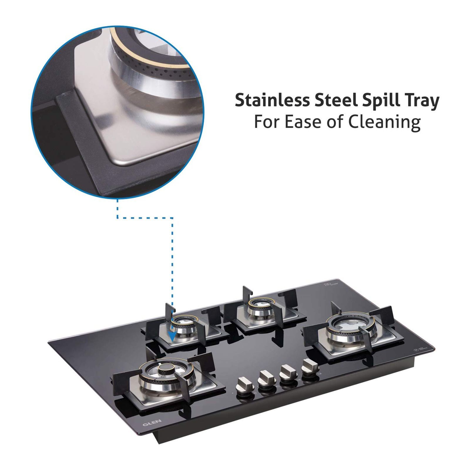 Glen 1074 SQ HT DB Toughened Glass Top 4 Burner Automatic Electric Hob (Battery Operated, Black) Glen 1074 SQ HT DB Toughened Glass Top 4 Burner Automatic Electric Hob (Battery Operated, Black)_14