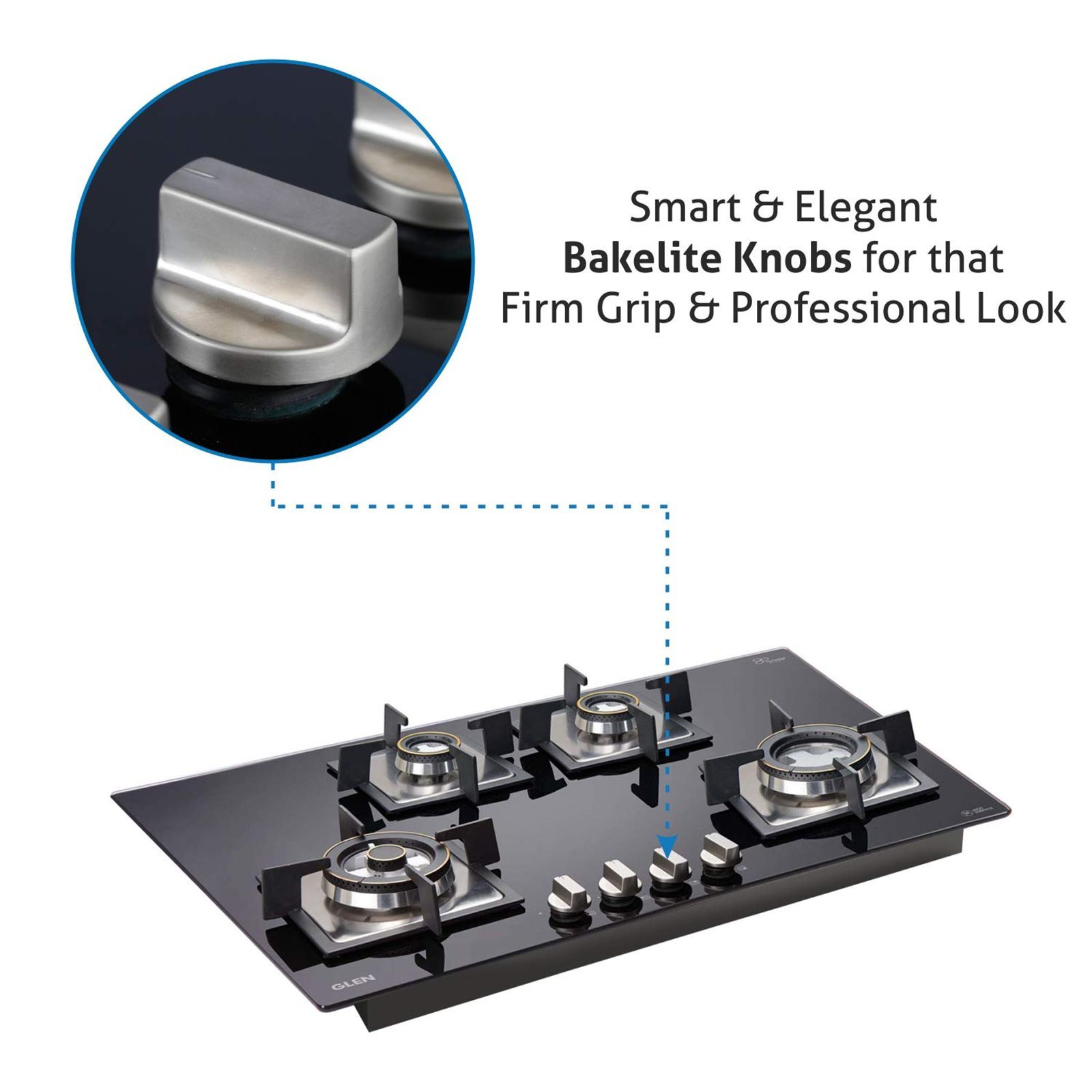 Glen 1074 SQ HT DB Toughened Glass Top 4 Burner Automatic Electric Hob (Battery Operated, Black) Glen 1074 SQ HT DB Toughened Glass Top 4 Burner Automatic Electric Hob (Battery Operated, Black)_16