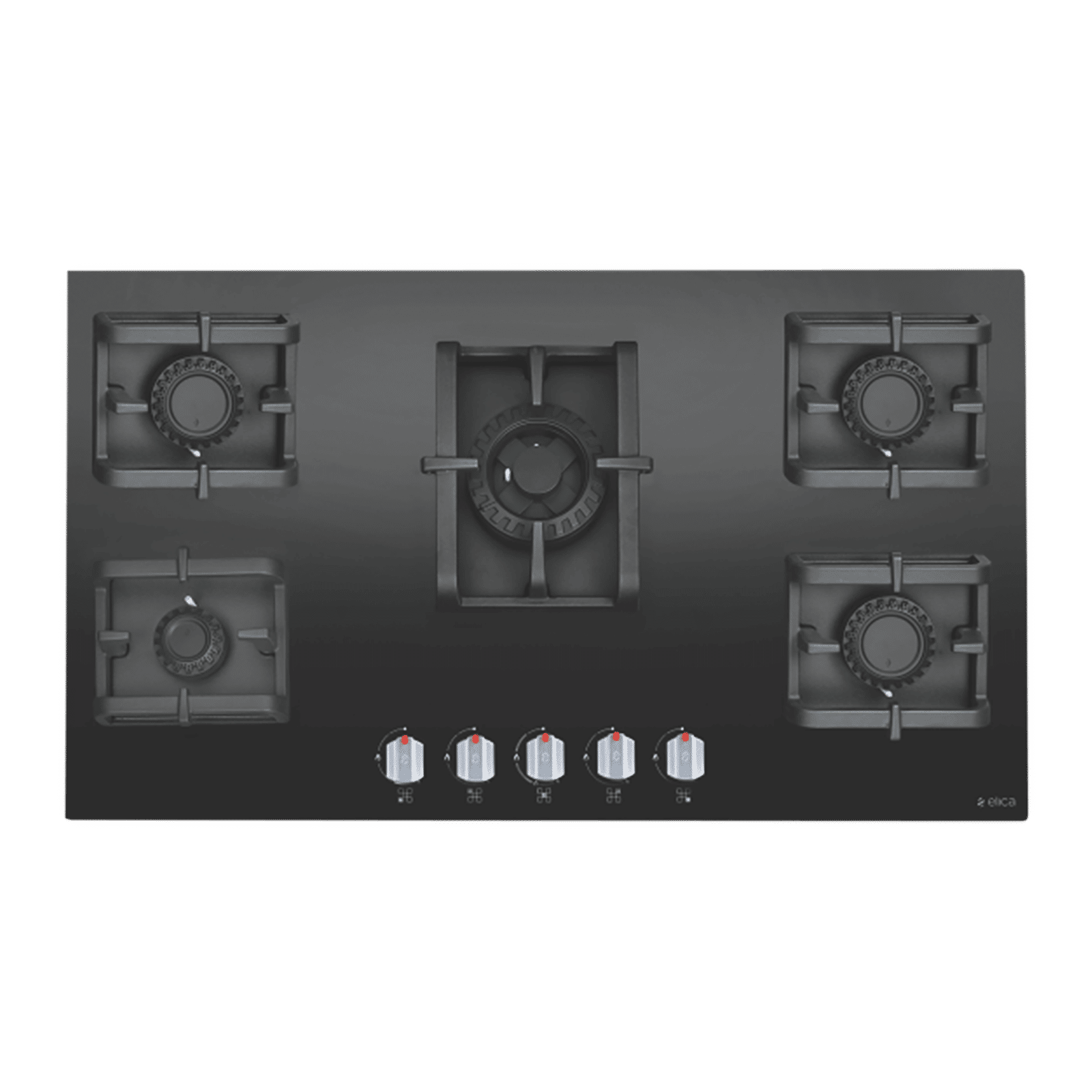 Elica PRO MFC 5B 90 SWIRL N Glass Top 5 Burner Automatic Hob (Cast Iron Grid, Black)_1