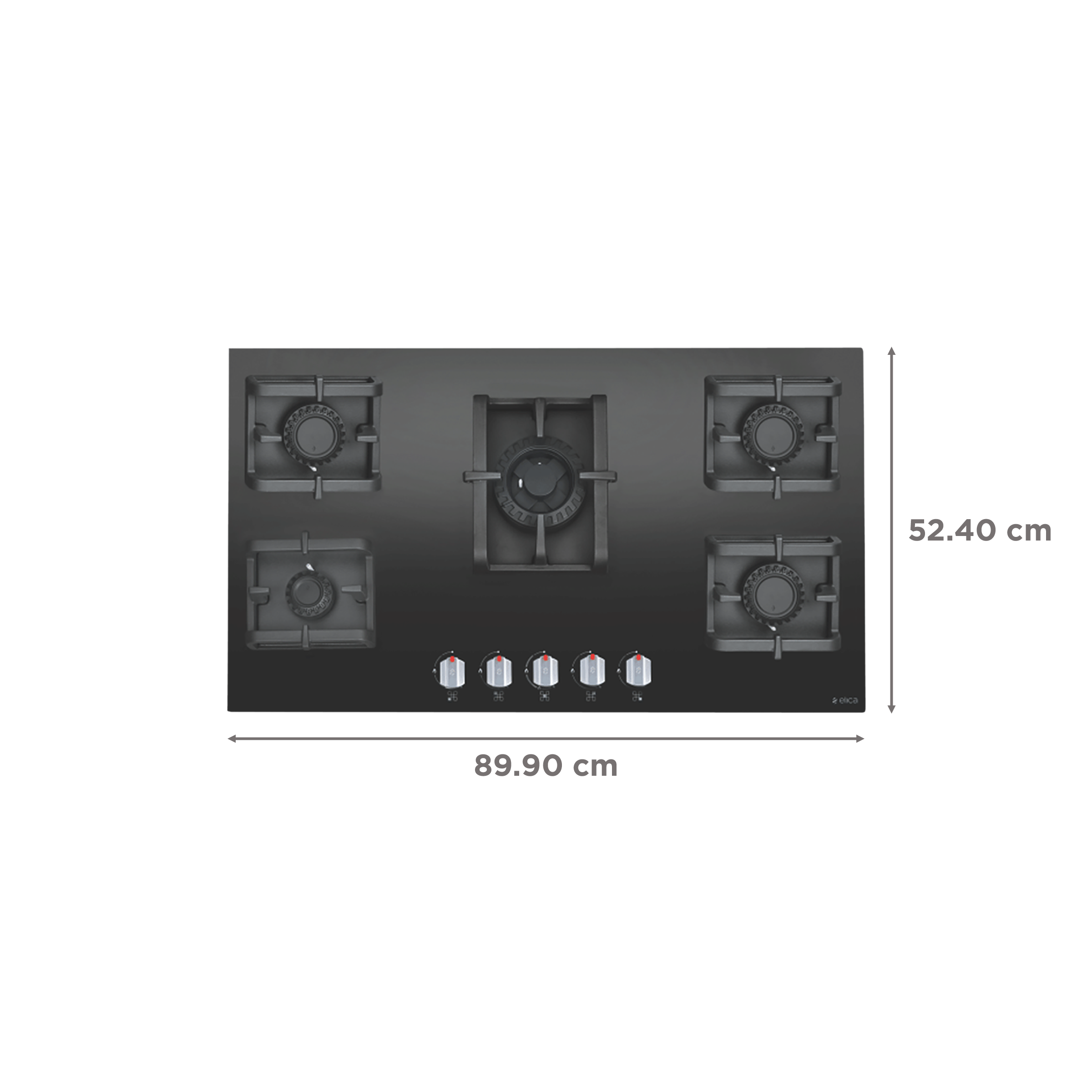 Elica PRO MFC 5B 90 SWIRL N Glass Top 5 Burner Automatic Hob (Cast Iron Grid, Black)_2