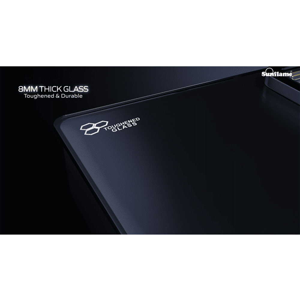 Sunflame GT 4B AURA Toughened Glass Top 4 Burner Manual Gas Stove (Cast Iron Pan Support, Black) Sunflame GT 4B AURA Toughened Glass Top 4 Burner Manual Gas Stove (Cast Iron Pan Support, Black)_5