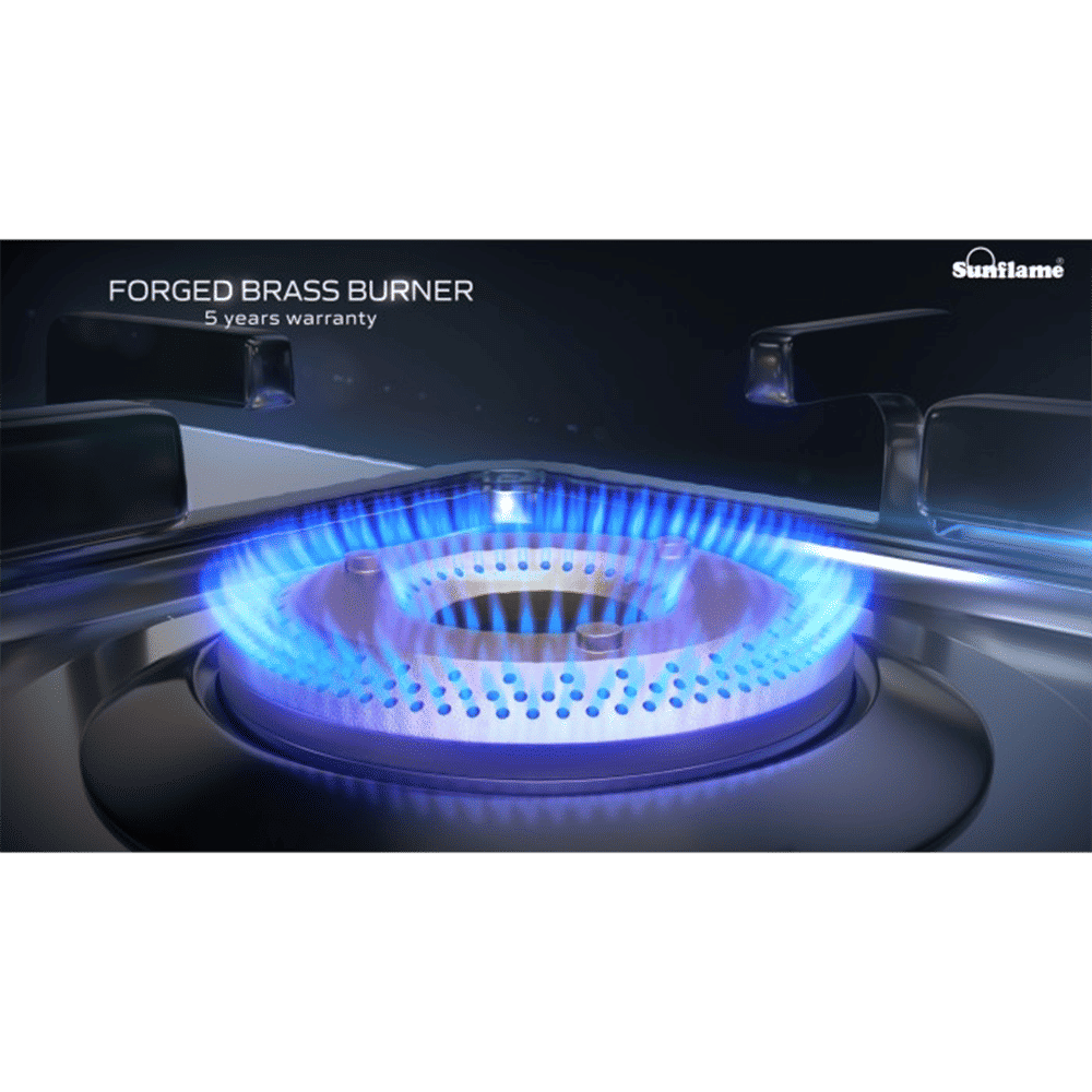 Sunflame GT 4B AURA Toughened Glass Top 4 Burner Manual Gas Stove (Cast Iron Pan Support, Black) Sunflame GT 4B AURA Toughened Glass Top 4 Burner Manual Gas Stove (Cast Iron Pan Support, Black)_6