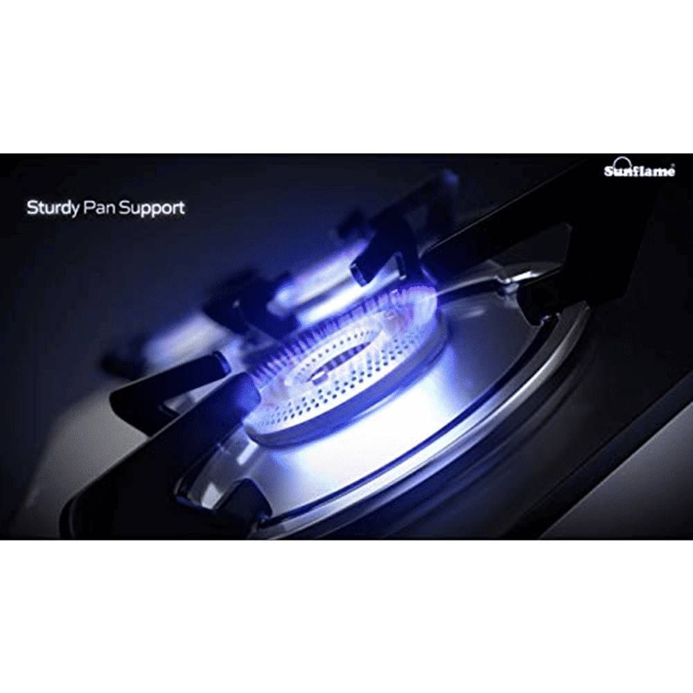 Sunflame PRIME 3B BK Toughened Glass Top 3 Burner Manual Gas Stove (Stainless Steel Drip Tray, Black)_5
