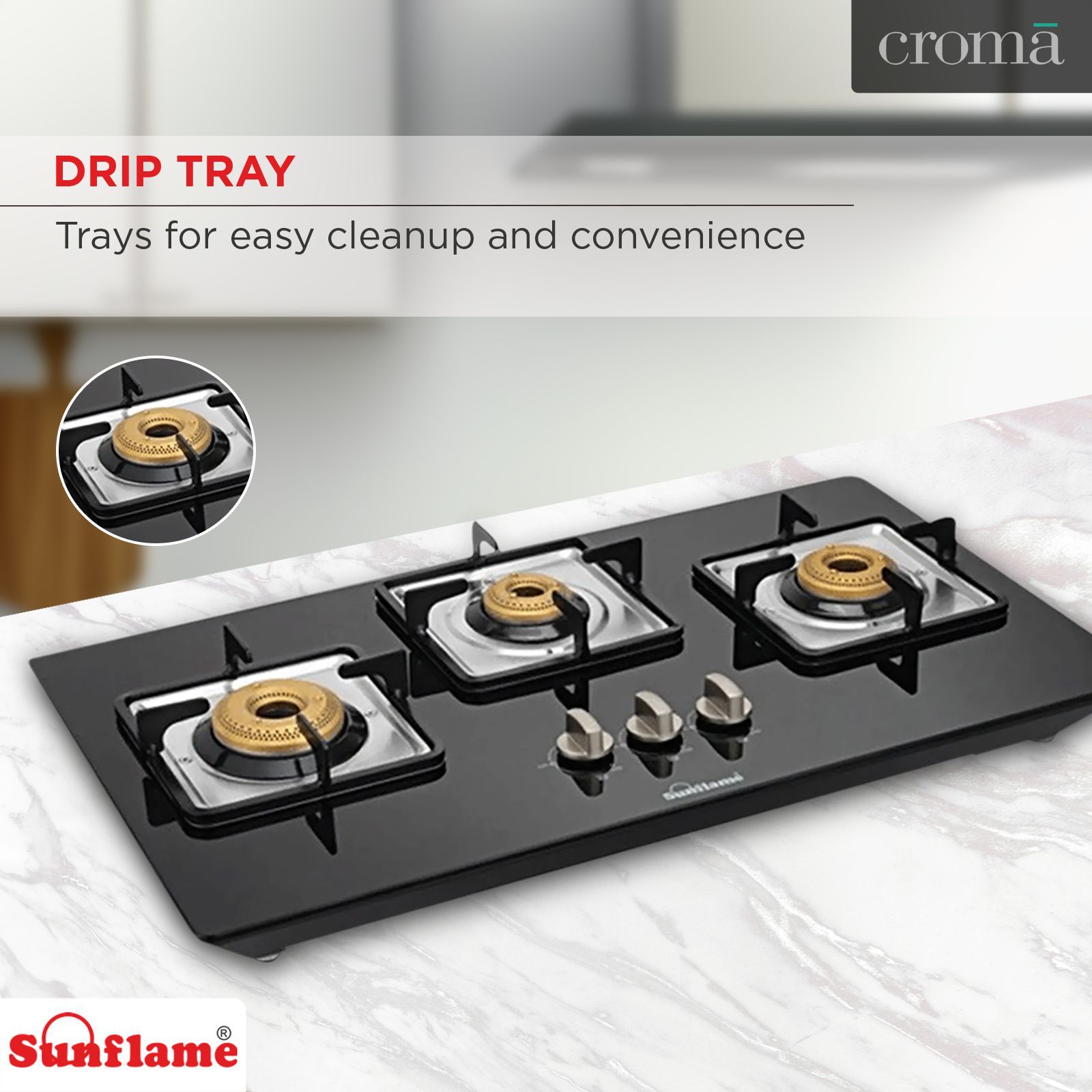 Sunflame CT-ELITE-3BR 3 Burner Manual Gas Stove (Euro Coated Pan Supports, Black)_7