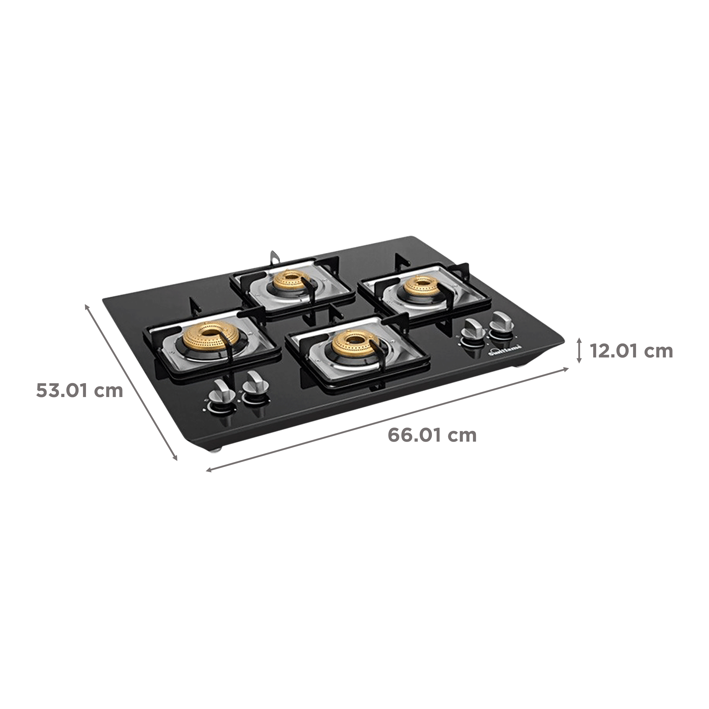 Sunflame CT-ELITE-4BR 4 Burner Manual Gas Stove (Euro Coated Pan Supports, Black)_2