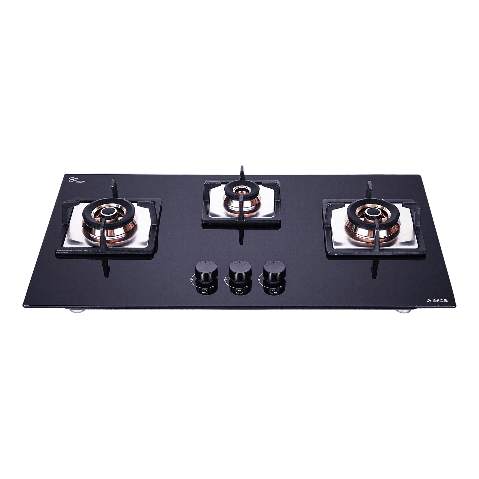 Elica FLEXI FB HCT 375 DX Toughened Glass Top 3 Burner Automatic Electric Hob (Cast Iron Grid, Black)_1