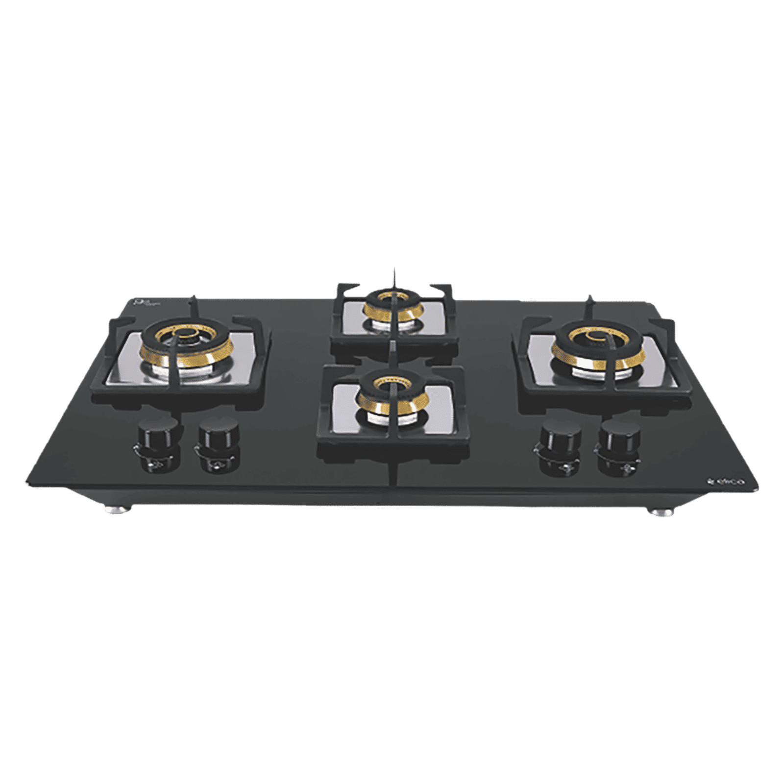 Elica FLEXI FB HCT 470 DX Tempered Glass Top 4 Burner Automatic Hob (Cast Iron Grid, Black)_1