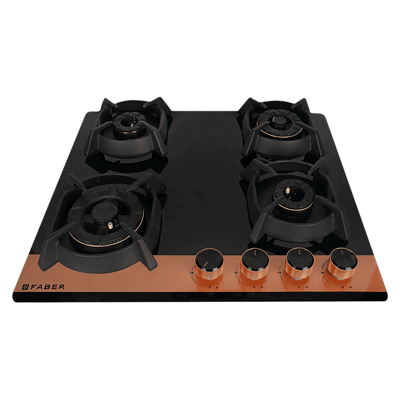 Faber UTOPIA HT 604 CRS BR CI AI Toughened Glass Top 4 Burner Automatic Electric Hob (Heat Resistant Metal Knob, Black)_1