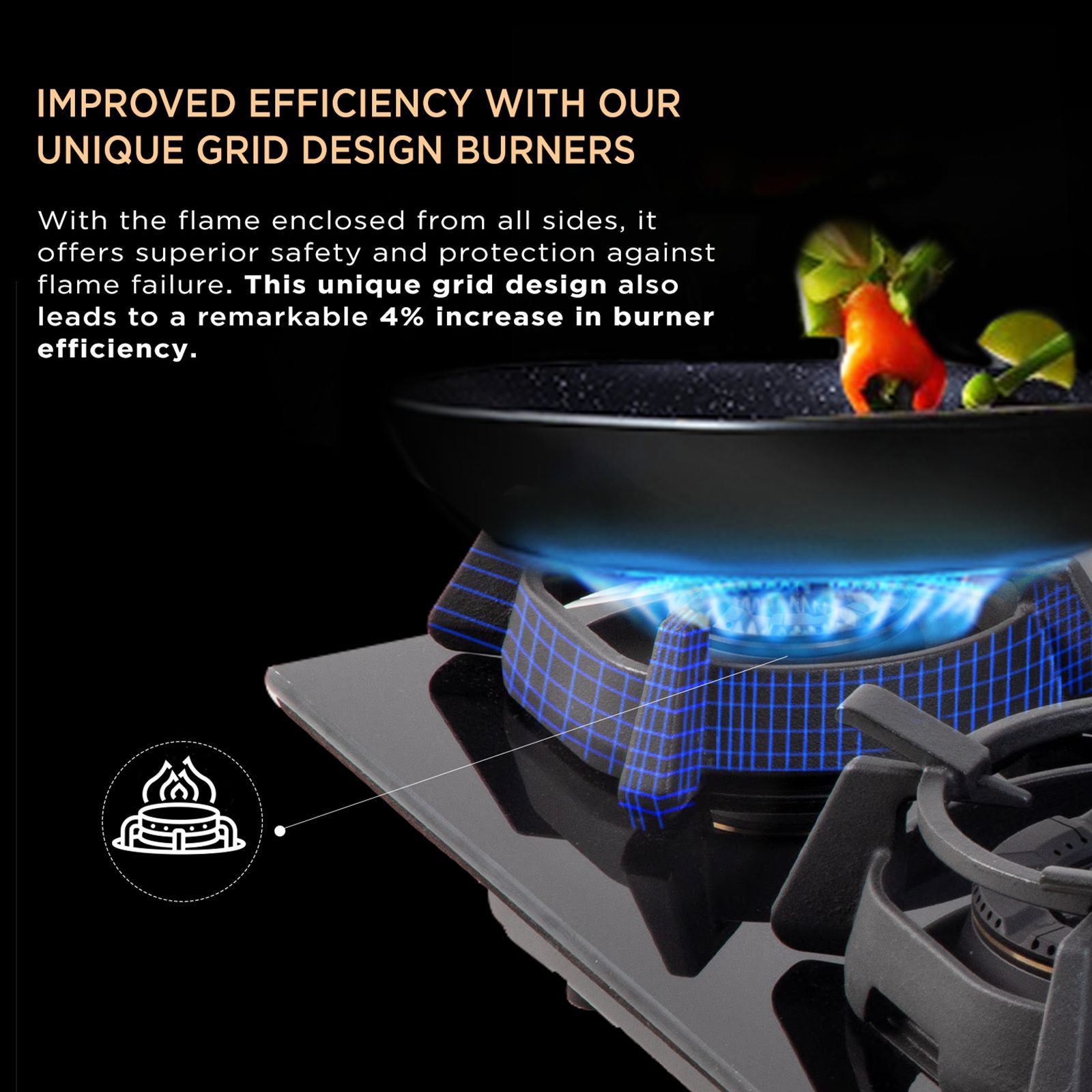 Faber UTOPIA HT 604 CRS BR CI AI Toughened Glass Top 4 Burner Automatic Electric Hob (Heat Resistant Metal Knob, Black)_12