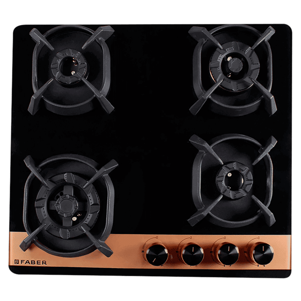 Faber UTOPIA HT 604 CRS BR CI AI Toughened Glass Top 4 Burner Automatic Electric Hob (Heat Resistant Metal Knob, Black)_6