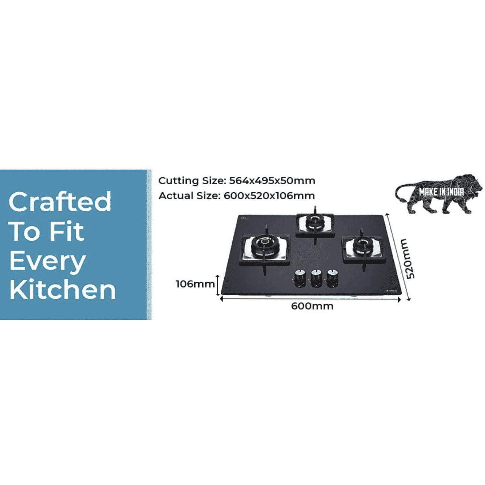 Elica FLEXI AB HCT 360 Glass Top 3 Burner Automatic Electric Hob (Cast Iron Grid, Black)_7