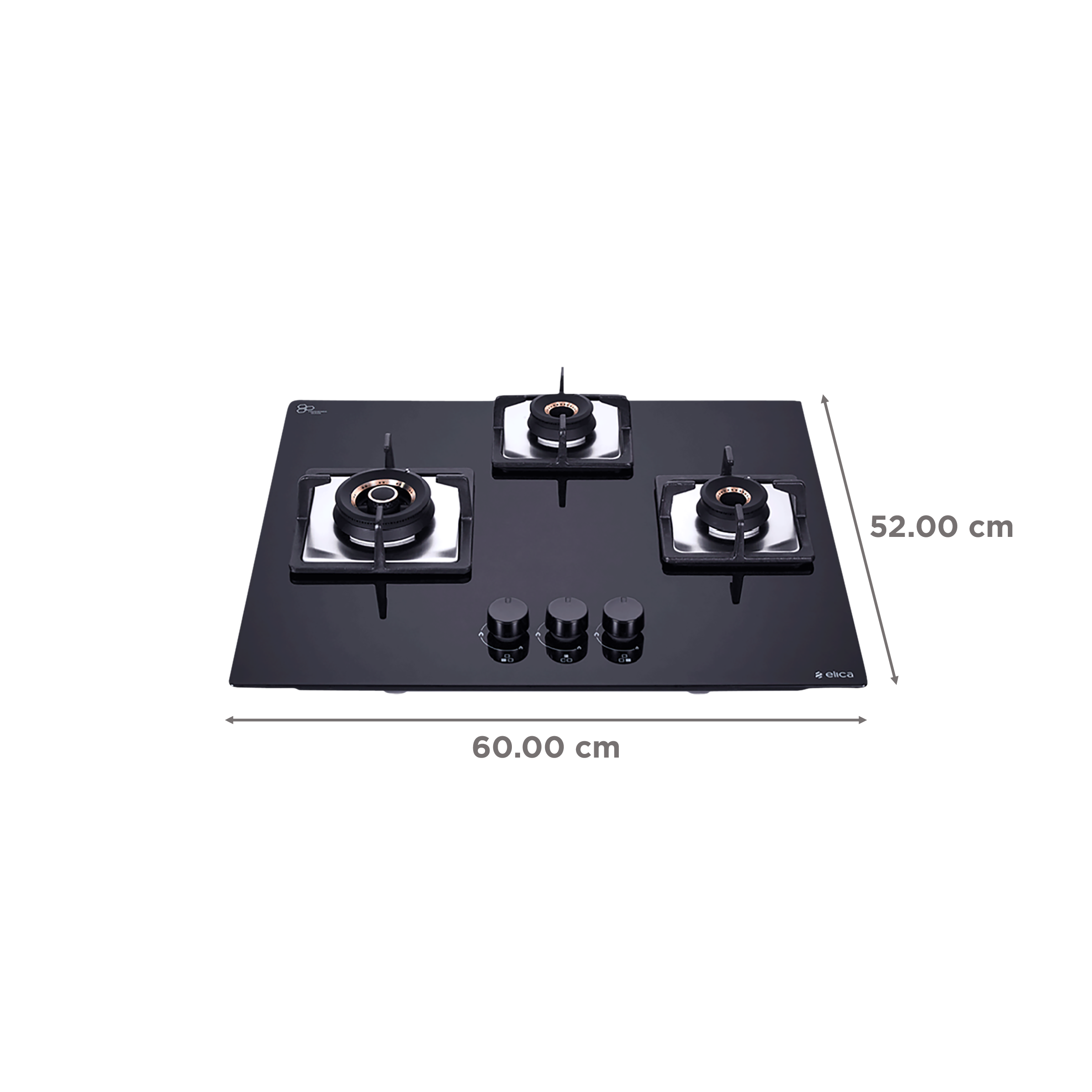 Elica FLEXI AB HCT 360 Glass Top 3 Burner Automatic Electric Hob (Cast Iron Grid, Black)_2