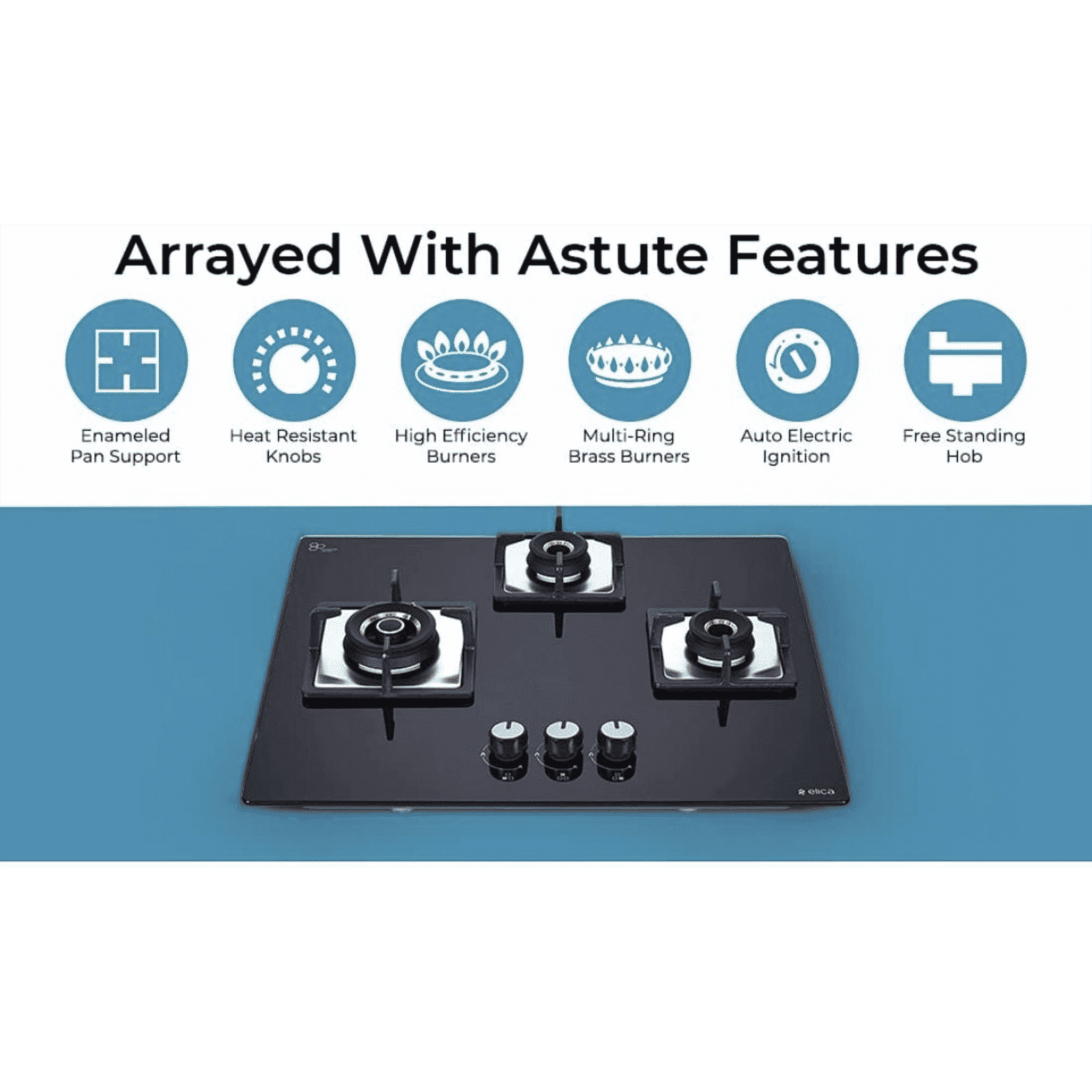 Elica FLEXI AB HCT 360 Glass Top 3 Burner Automatic Electric Hob (Cast Iron Grid, Black)_5