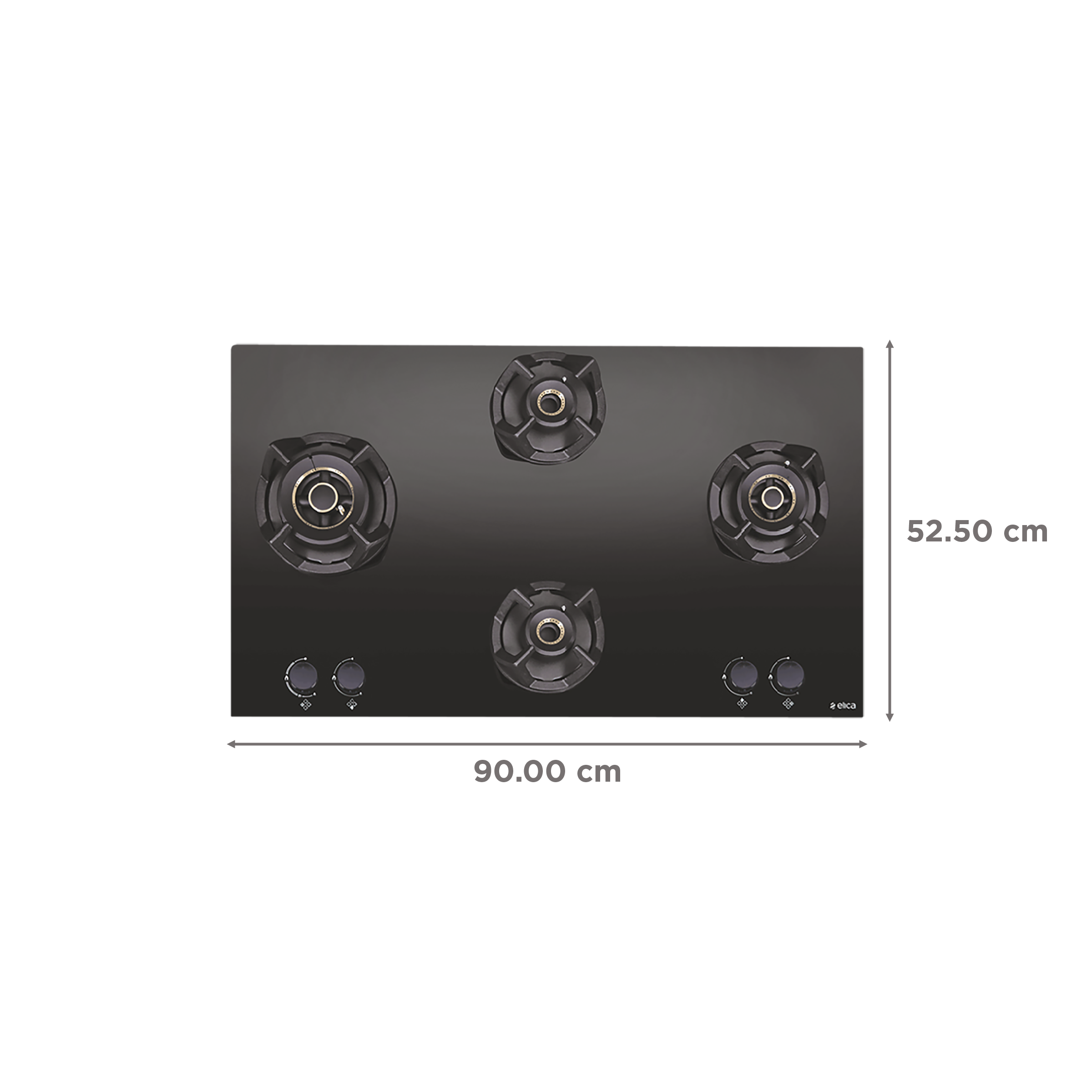 Elica CLASSIC AB MFC 4B 91 MT Glass Top 4 Burner Automatic Electric Hob (Round Metallic Knob, Black)_2