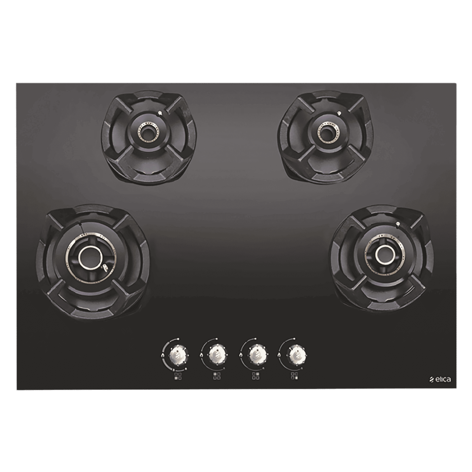 Elica CLASSIC AB MFC 4B 75 MT Glass Top 4 Burner Automatic Electric Hob (Round Metallic Knob, Black)_1