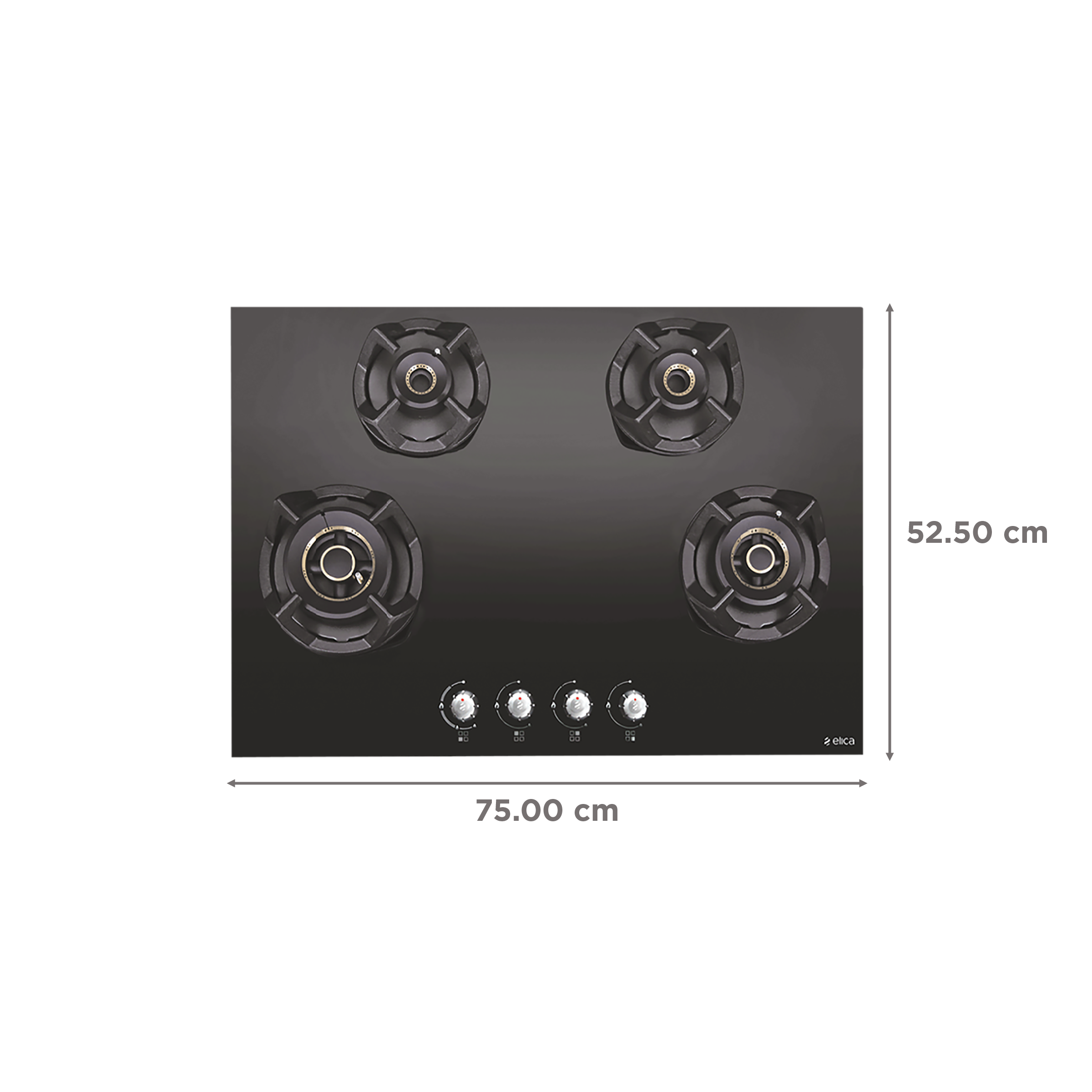 Elica CLASSIC AB MFC 4B 75 MT Glass Top 4 Burner Automatic Electric Hob (Round Metallic Knob, Black)_2