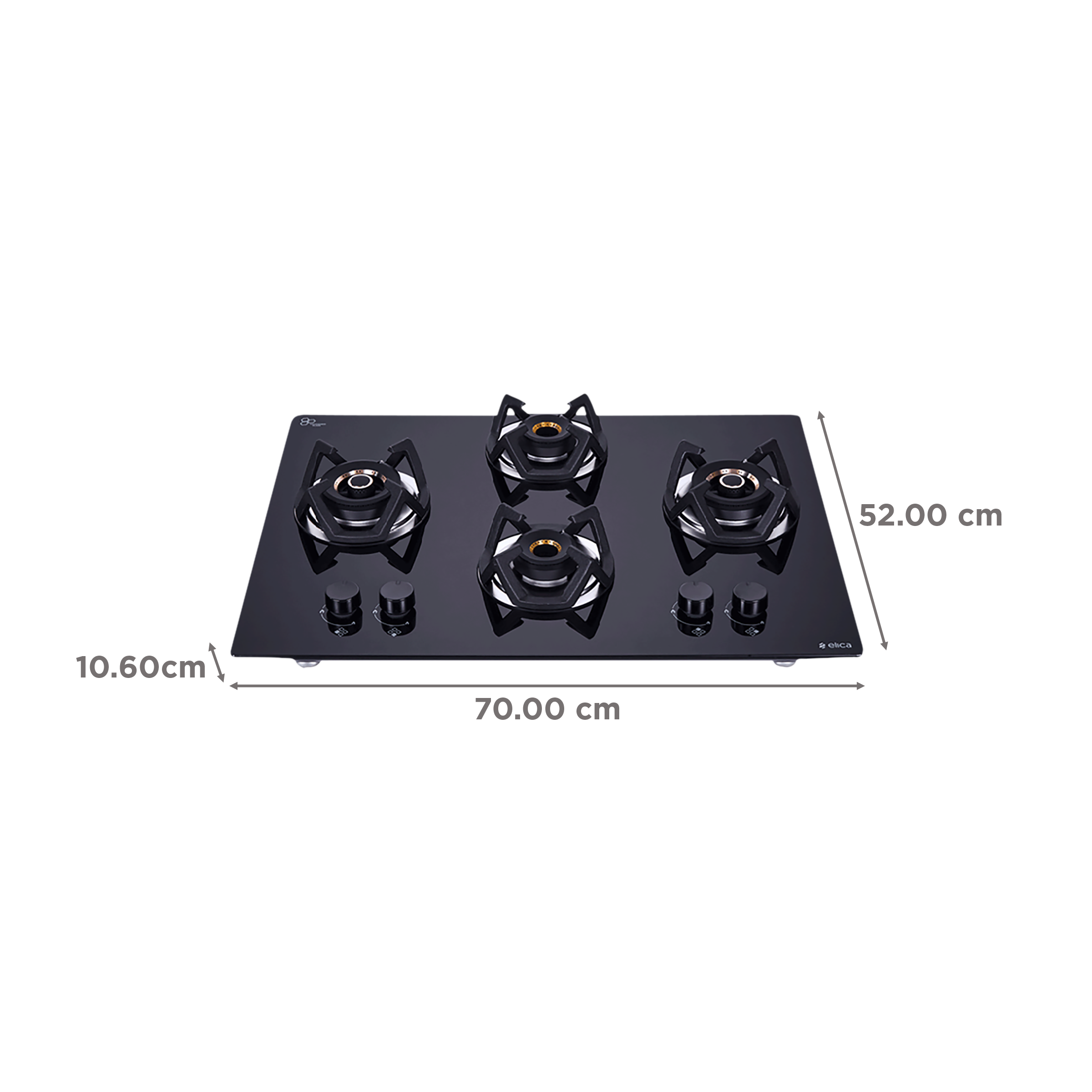 Elica CLASSIC FLEXI AB HCT 4B 70 DX Glass Top 4 Burner Automatic Electric Hob (Cast Iron Grid, Black)_2