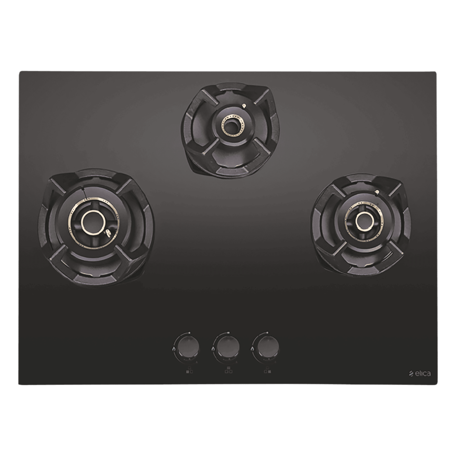 Elica CLASSIC AB MFC 3B 70 MT Glass Top 3 Burner Automatic Electric Hob (Round Metallic Knob, Black)_1