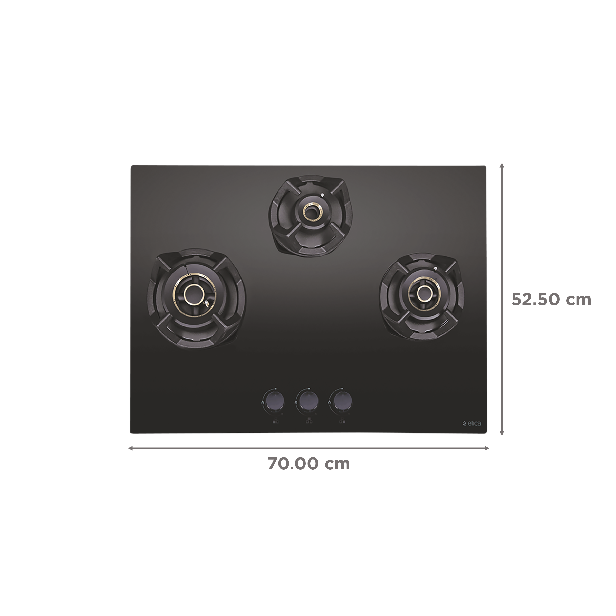 Elica CLASSIC AB MFC 3B 70 MT Glass Top 3 Burner Automatic Electric Hob (Round Metallic Knob, Black)_2