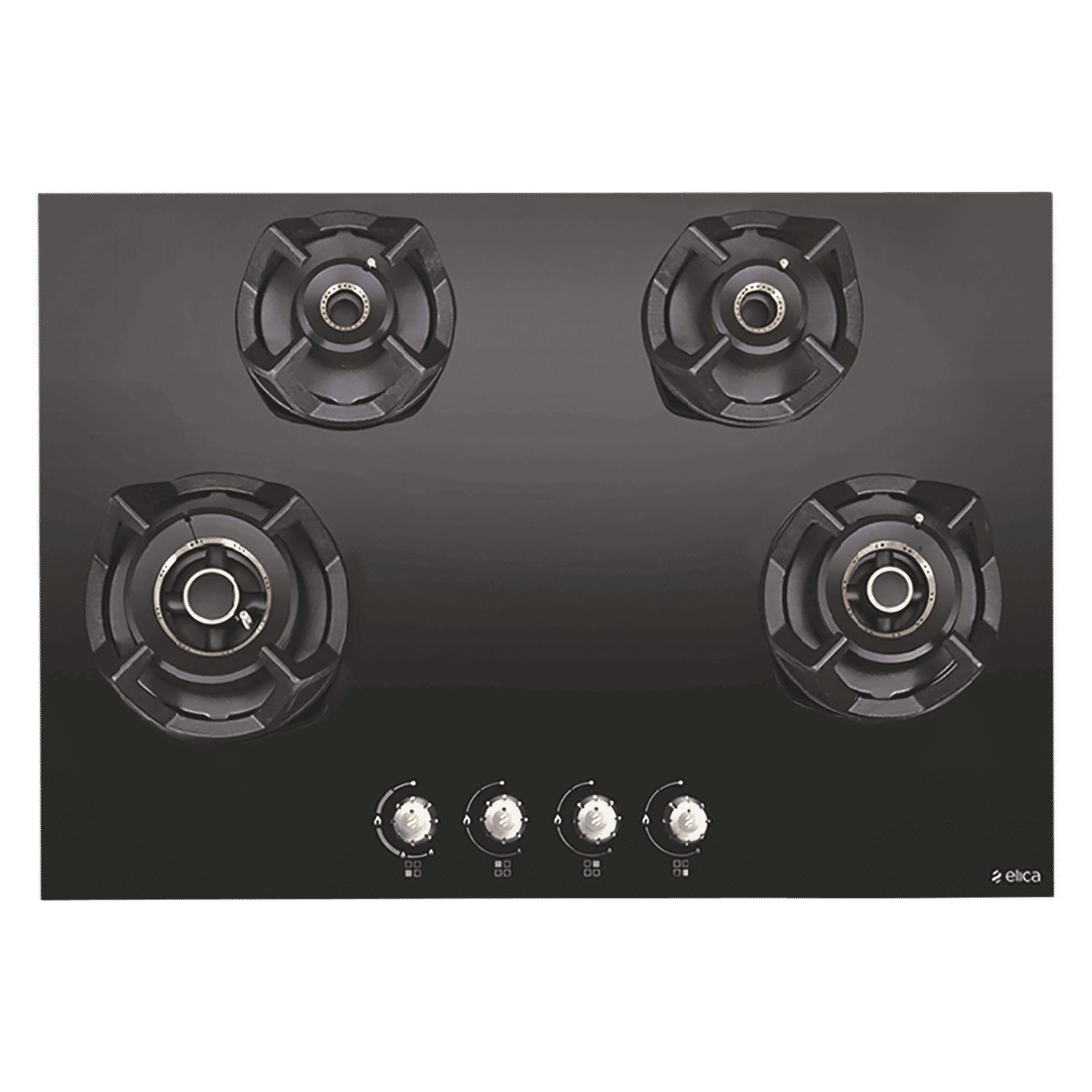 Elica CLASSIC AB MFC 4B 90 R MT Glass Top 4 Burner Automatic Electric Hob (Round Metallic Knob, Black)_1