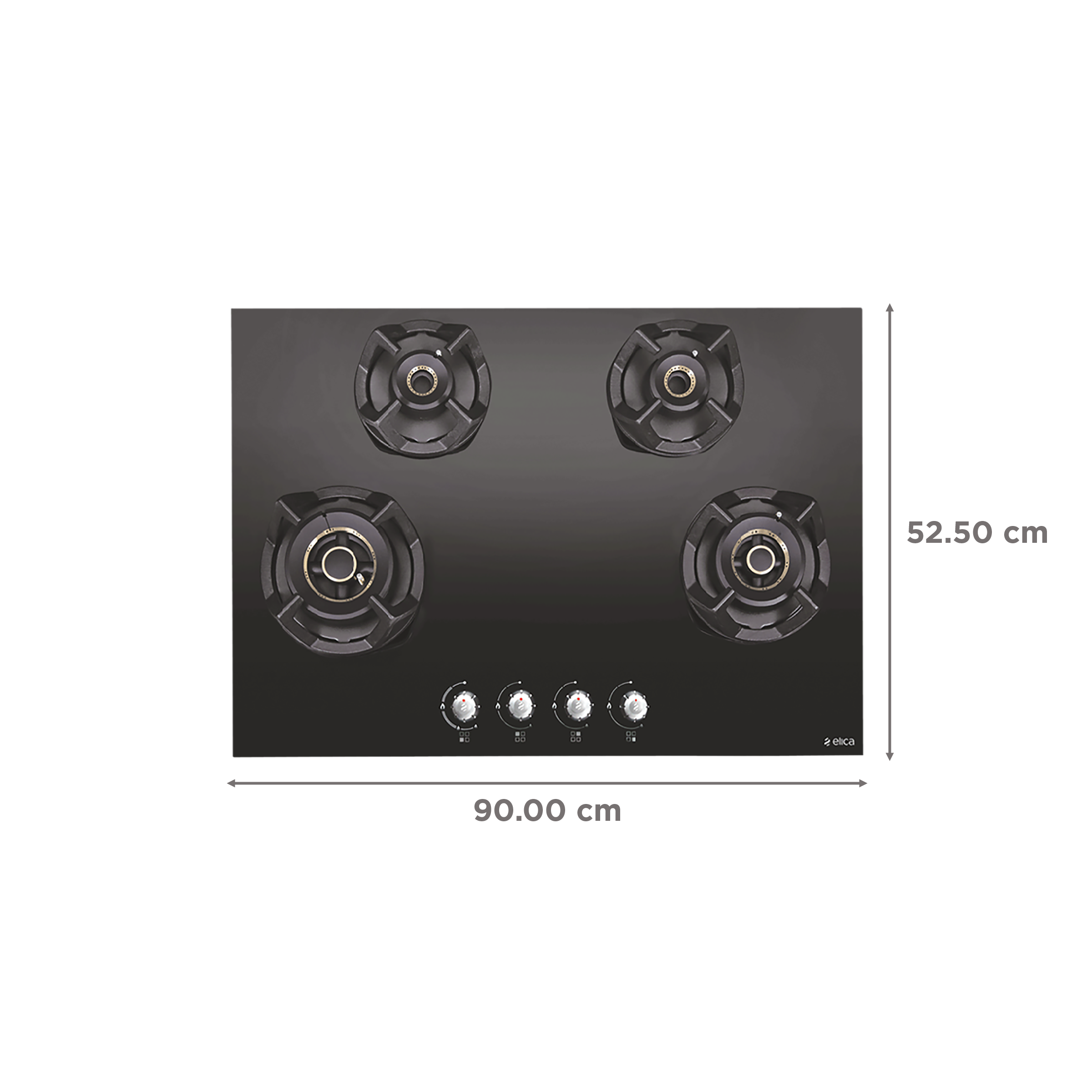 Elica CLASSIC AB MFC 4B 90 R MT Glass Top 4 Burner Automatic Electric Hob (Round Metallic Knob, Black)_2