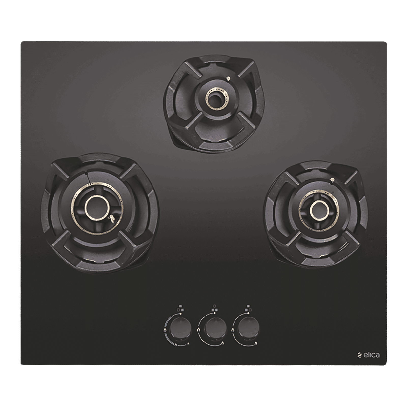Elica CLASSIC AB MFC 3B 60 MT Glass Top 3 Burner Automatic Electric Hob (Round Metallic Knob, Black)_1