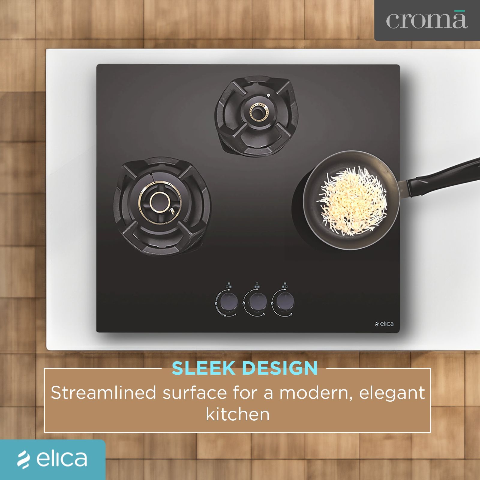 Elica CLASSIC AB MFC 3B 60 MT Glass Top 3 Burner Automatic Electric Hob (Round Metallic Knob, Black)_8