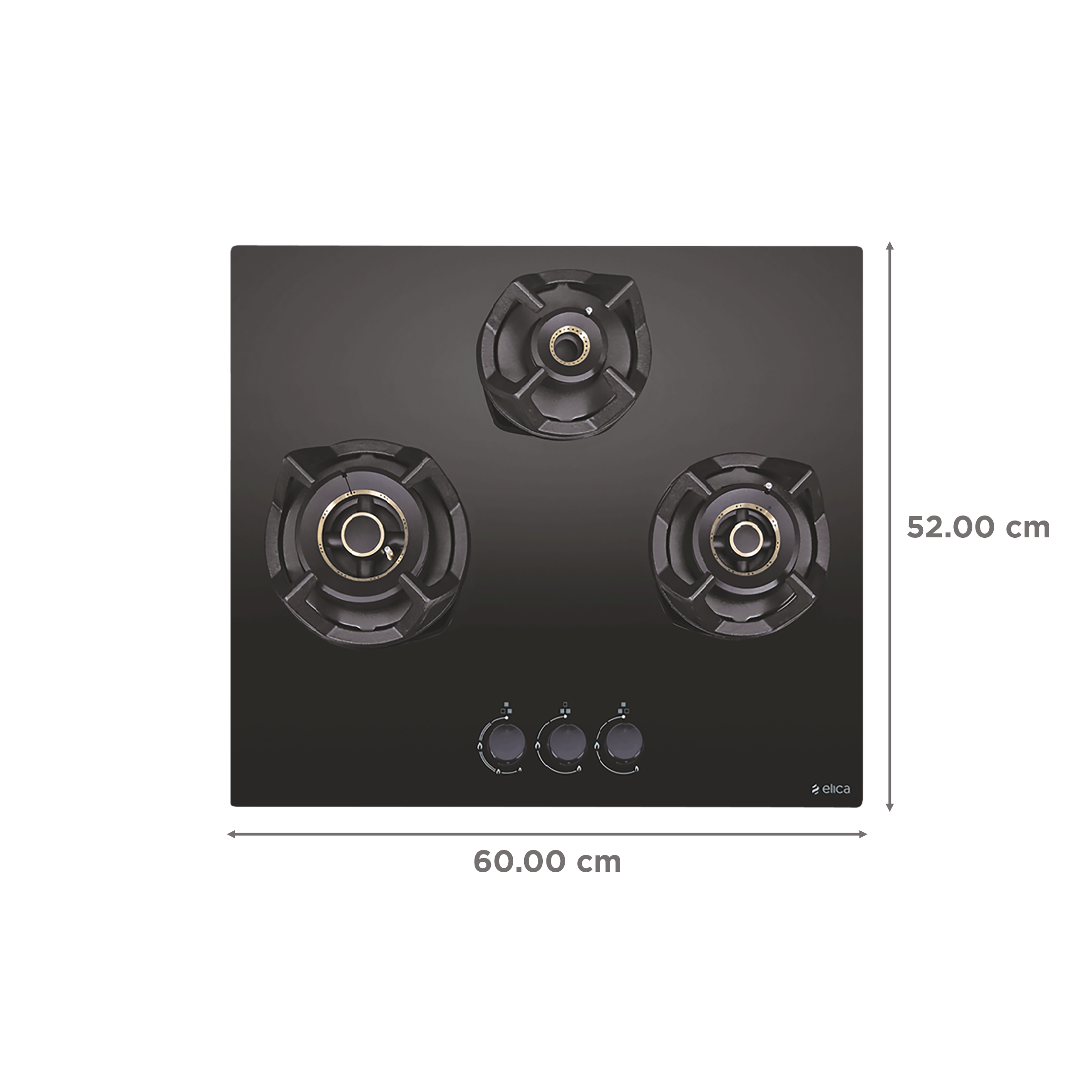 Elica CLASSIC AB MFC 3B 60 MT Glass Top 3 Burner Automatic Electric Hob (Round Metallic Knob, Black)_2