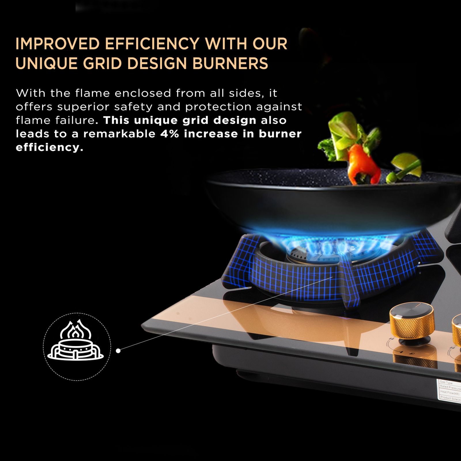 Faber UTOPIA HT 804 BR CI Toughened Glass Top 4 Burner Automatic Electric Hob (Heat Resistant Metal Knob, Black)_16