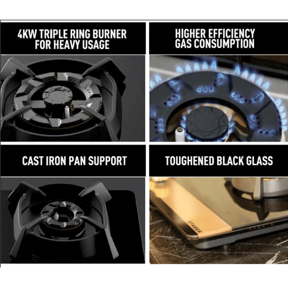 Faber UTOPIA HT 804 BR CI Toughened Glass Top 4 Burner Automatic Electric Hob (Heat Resistant Metal Knob, Black)_8