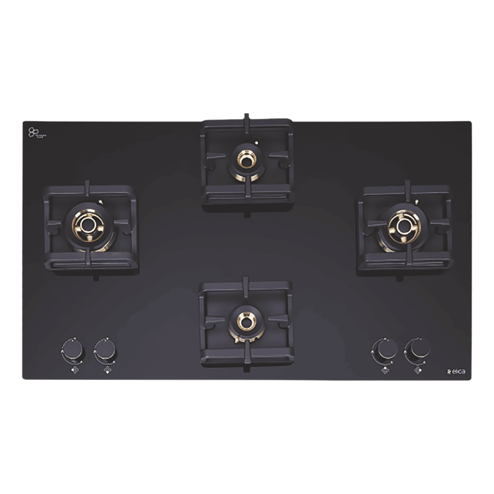 Elica Flexi Pro FB 4B 91 MT DX Glass Top 4 Burner Automatic Electric Hob (Round Metallic Knob, Black)_1